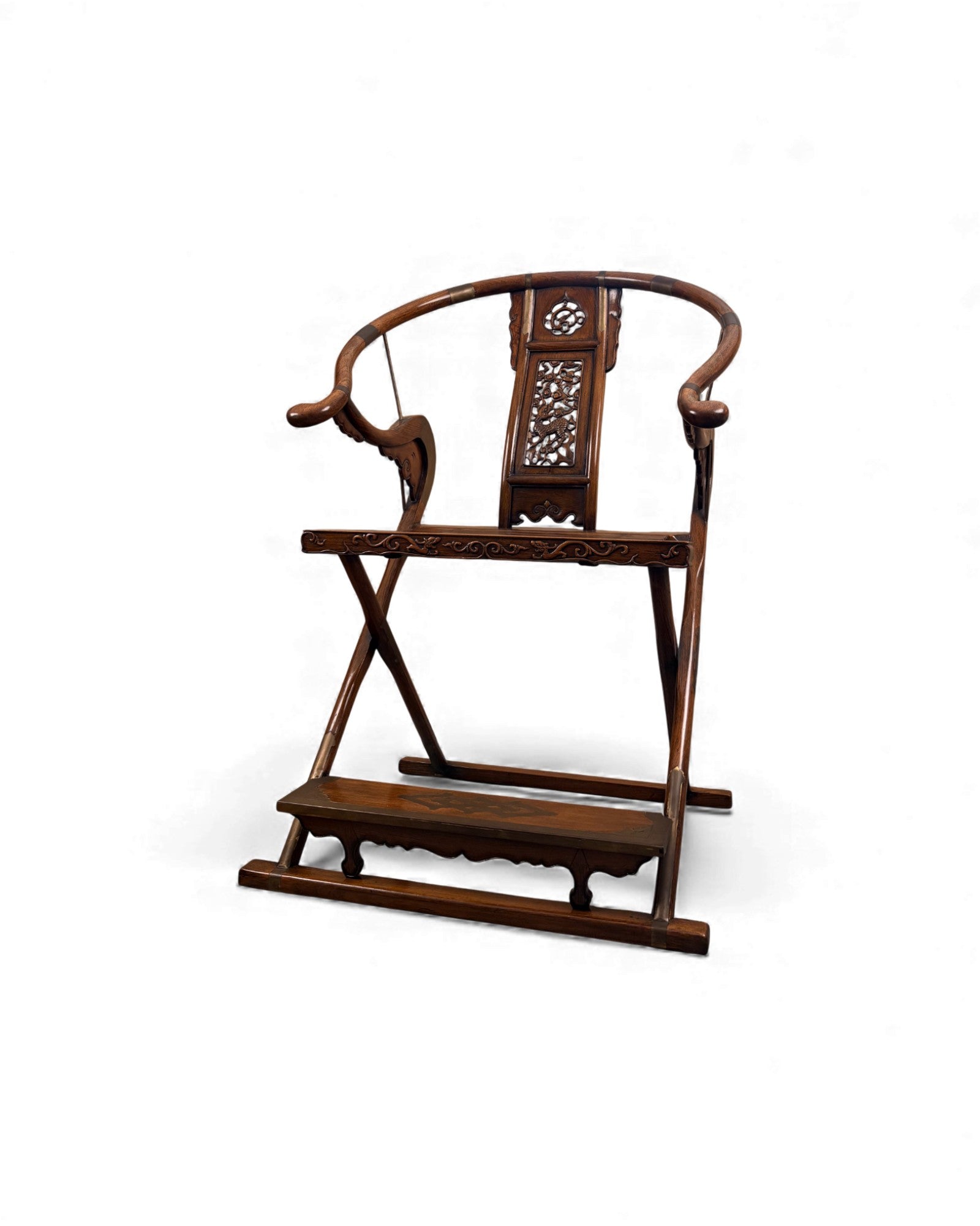 Chinese Huanghuali - Style Folding Horseshoe Chair (Jiaoyi 交椅) - Surround Living - 3
