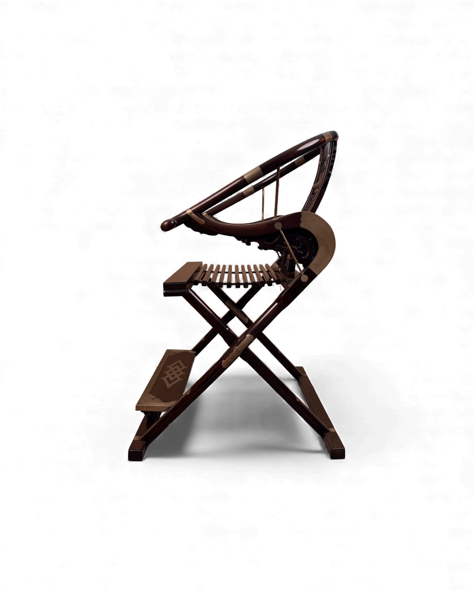 Chinese Huanghuali - Style Folding Horseshoe Chair (Jiaoyi 交椅) - Darker Zitan Wood *Dark Zitan Wood to see if difference in price range - Surround Living - 3