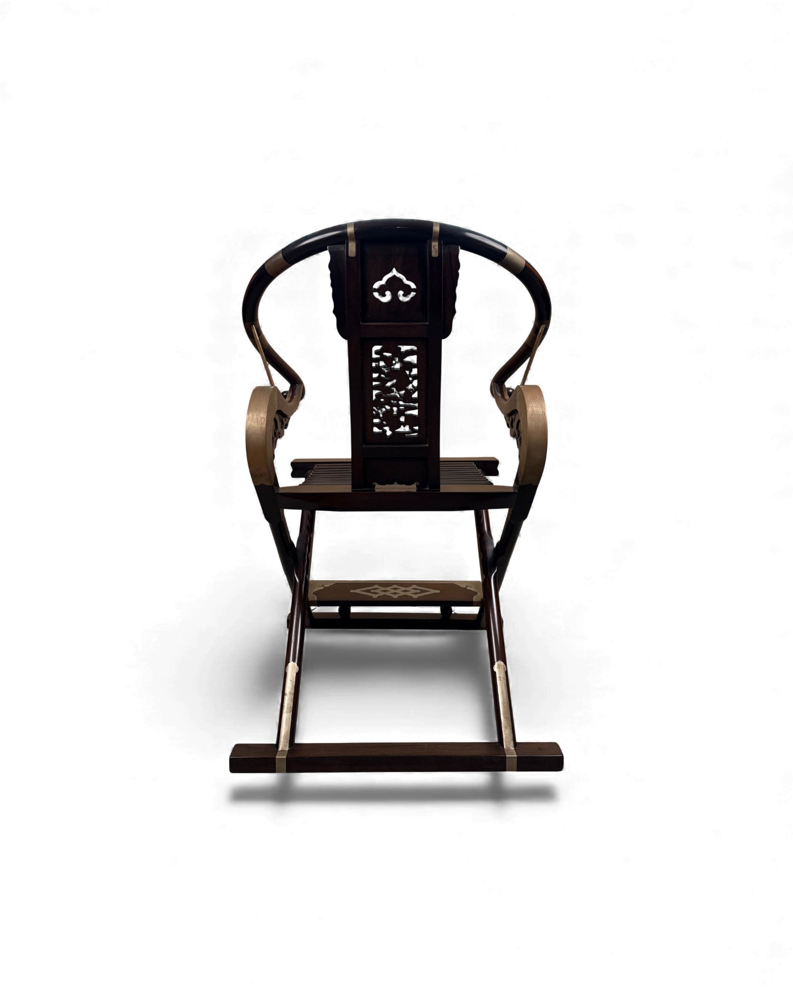 Chinese Huanghuali - Style Folding Horseshoe Chair (Jiaoyi 交椅) - Darker Zitan Wood *Dark Zitan Wood to see if difference in price range - Surround Living - 4