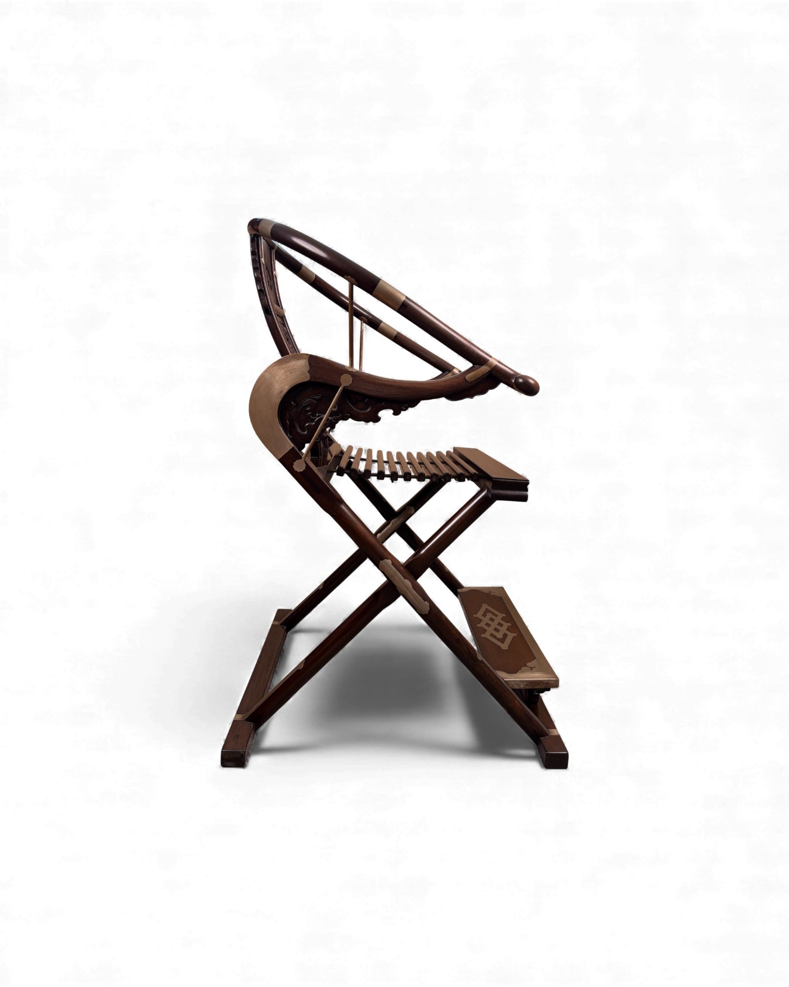 Chinese Huanghuali - Style Folding Horseshoe Chair (Jiaoyi 交椅) - Darker Zitan Wood *Dark Zitan Wood to see if difference in price range - Surround Living - 5