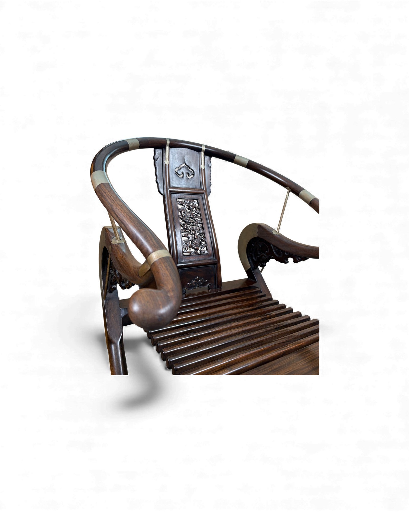 Chinese Huanghuali - Style Folding Horseshoe Chair (Jiaoyi 交椅) - Darker Zitan Wood *Dark Zitan Wood to see if difference in price range - Surround Living - 6