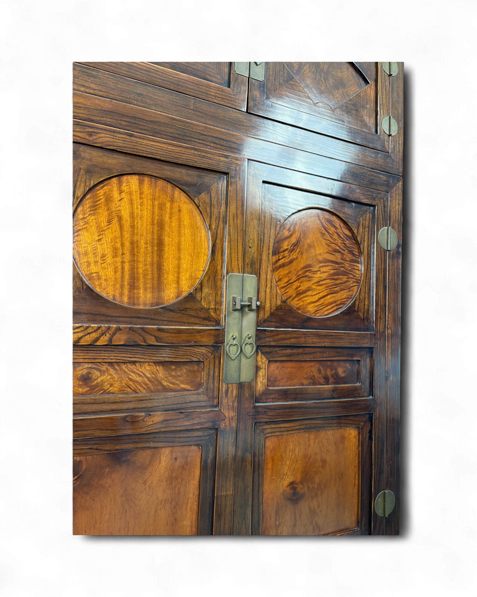 Chinese Burl Wood Multi - Panel Elm Cabinet, Rounded Motifs (STOCK 2) - Surround Living - 4