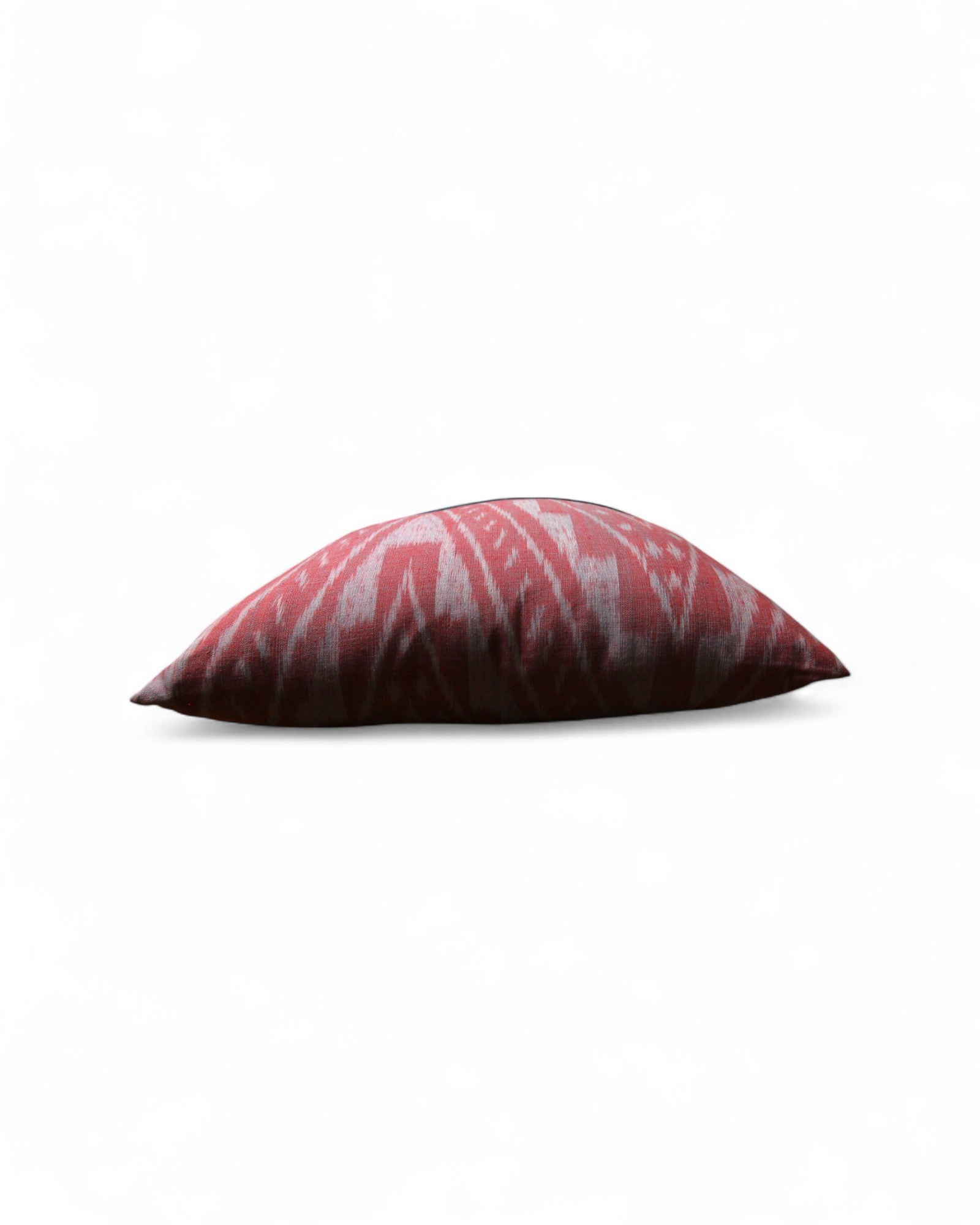 Square Cushion Top Ikat, velvet piping and Handwoven cotton bottom