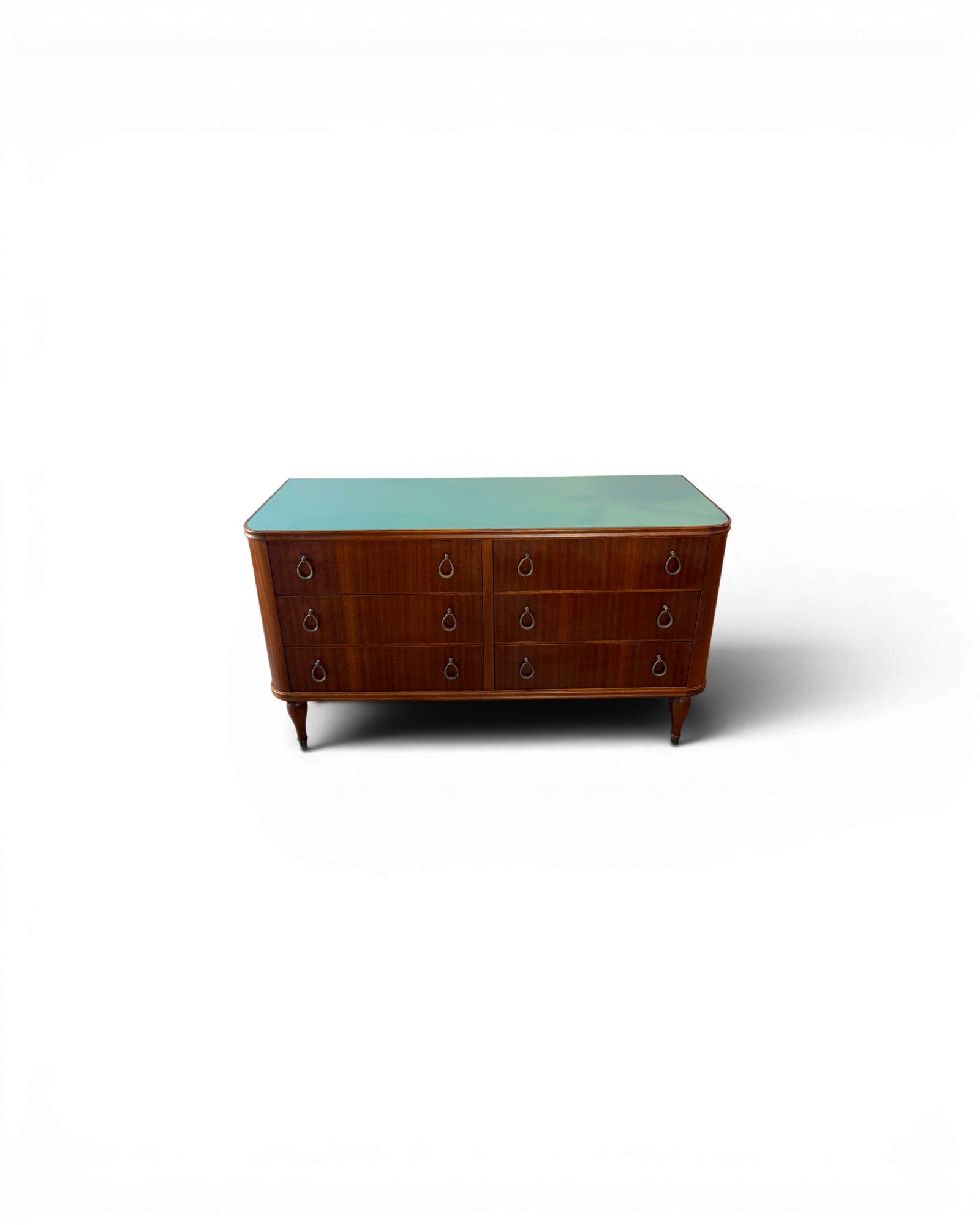 Poplar Mid Century Mahogany Veneer Chest of Drawers in the Style of Paolo Buffa - Surround Living - 1
