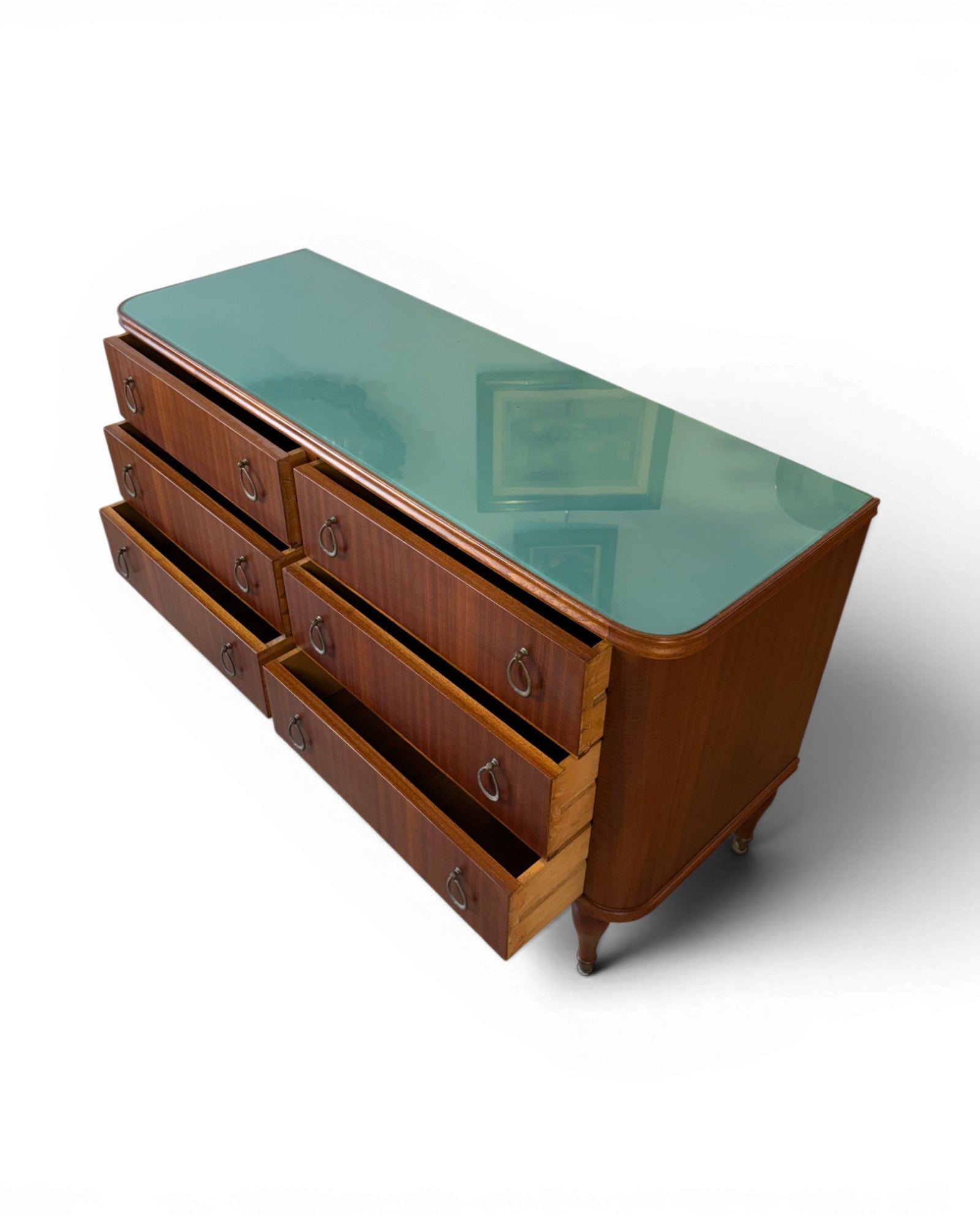Poplar Mid Century Mahogany Veneer Chest of Drawers in the Style of Paolo Buffa - Surround Living - 5