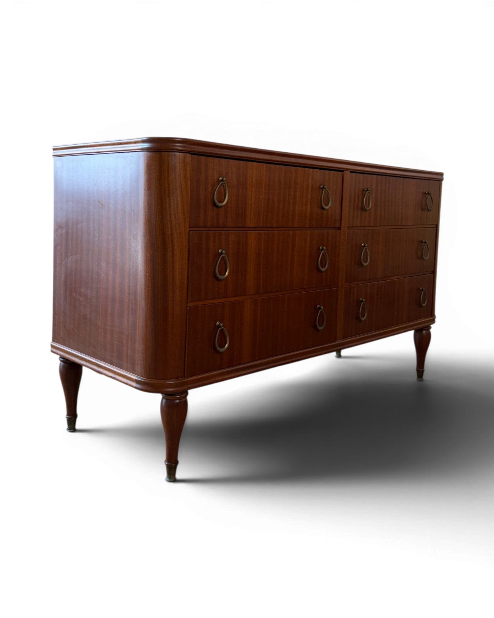 Poplar Mid Century Mahogany Veneer Chest of Drawers in the Style of Paolo Buffa - Surround Living - 17