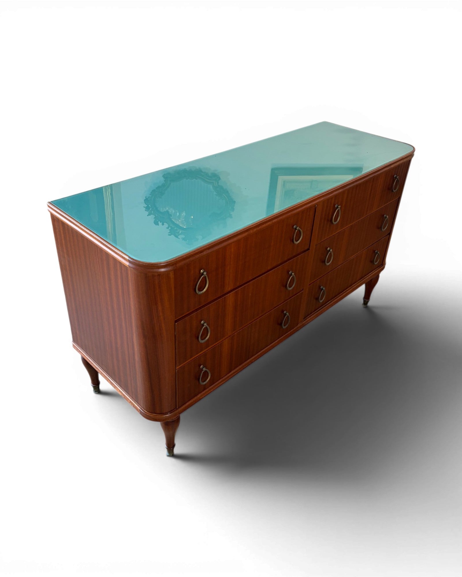 Poplar Mid Century Mahogany Veneer Chest of Drawers in the Style of Paolo Buffa - Surround Living - 4