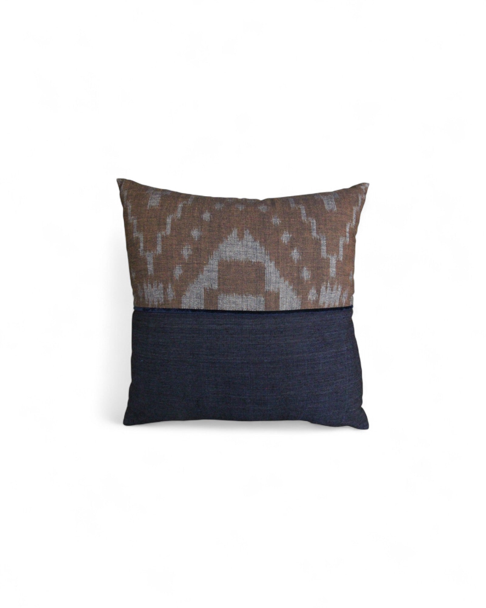 Square Cushion Top Ikat, Velvet Piping - Deep Indigo