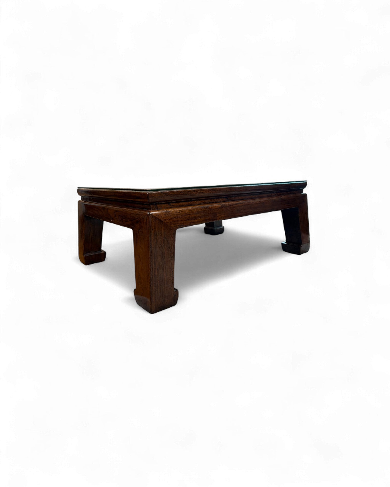 Chinese Low Elm Table with Lattice Glass Top - Surround Living - 3