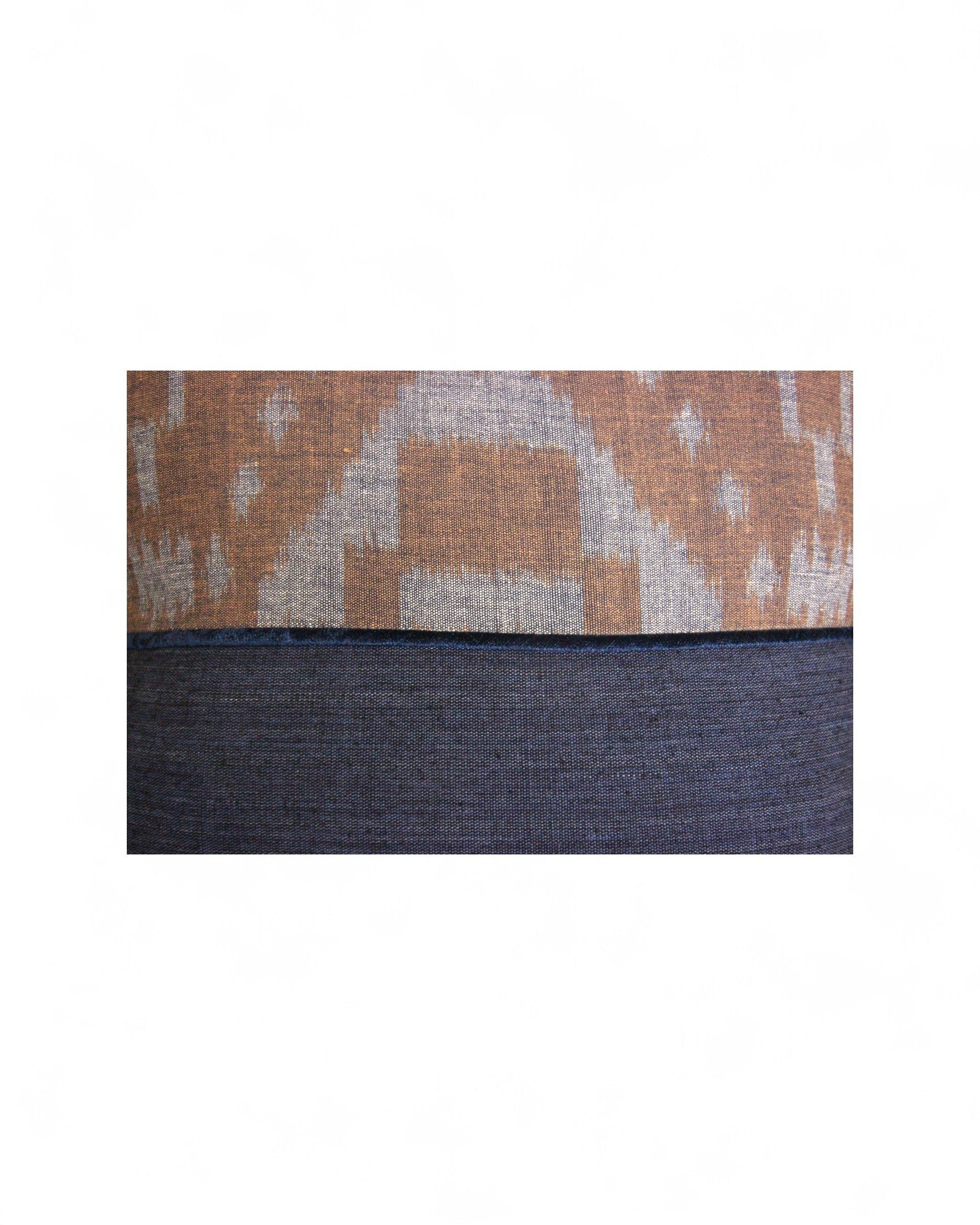 Square Cushion Top Ikat, Velvet Piping and Handwoven Cotton Bottom