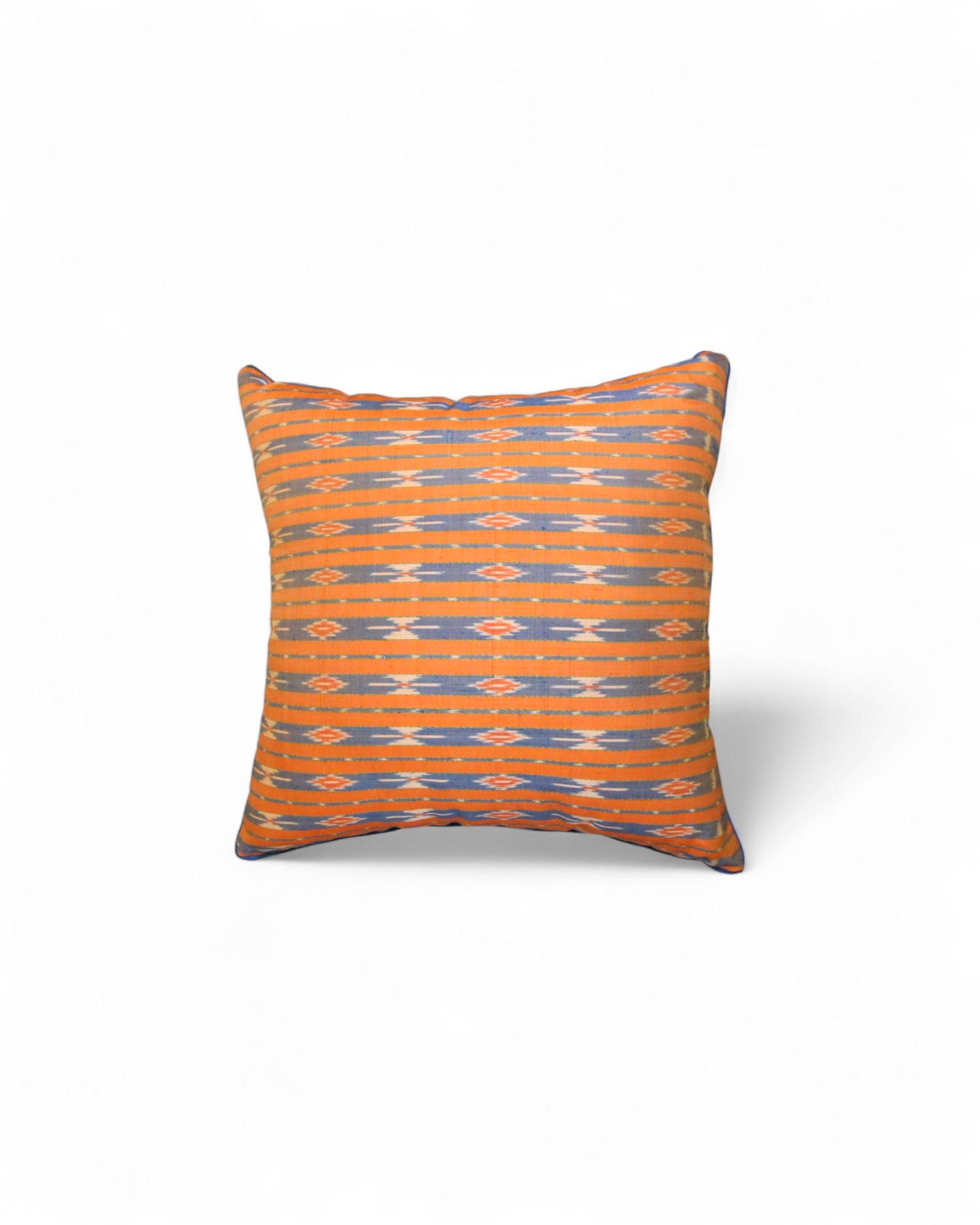 Handwoven Mudmee Silk Square cushion - Orange