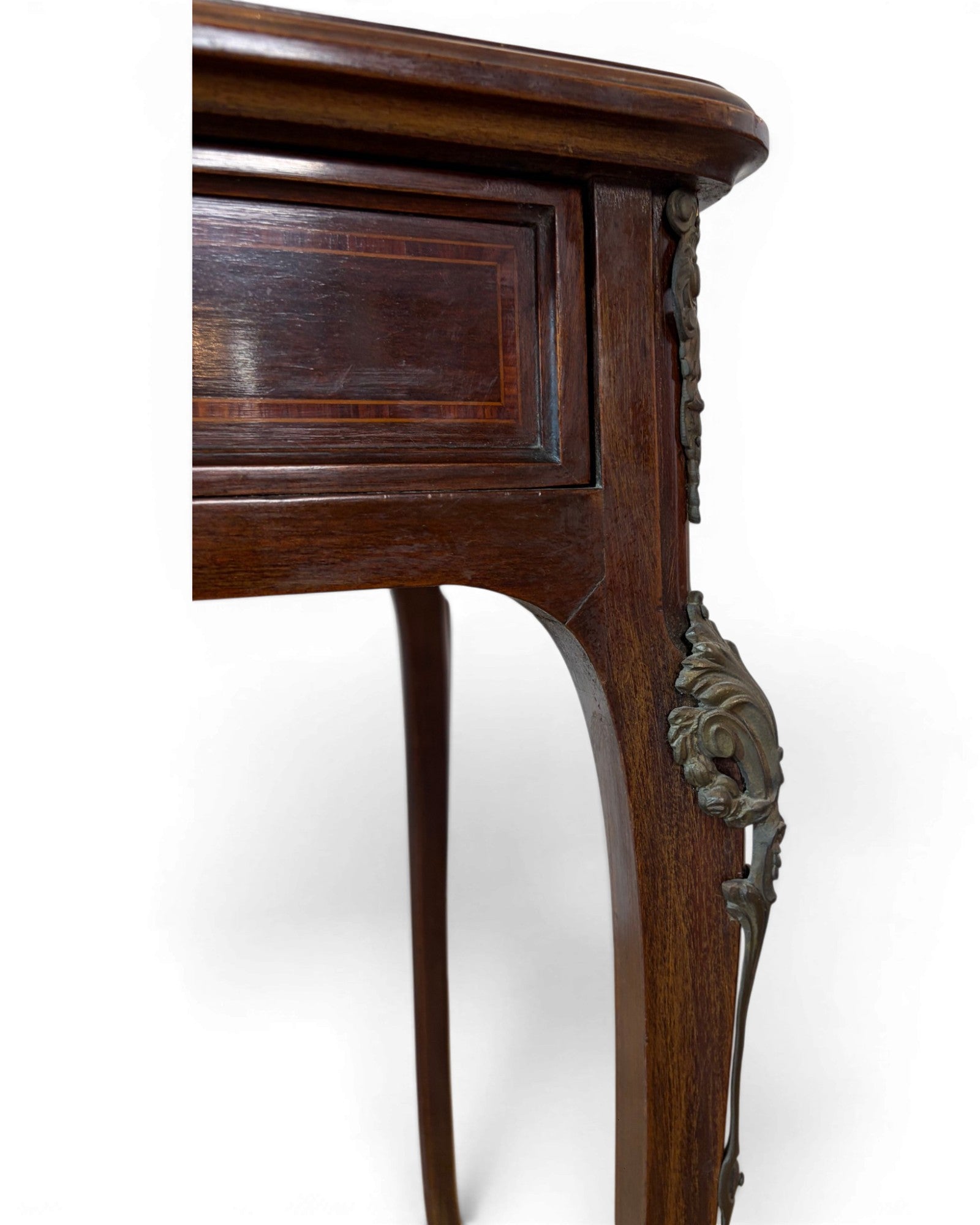 1920s Mini Glass Top Mahogany Desk with 2 Drawers - Surround Living - 10
