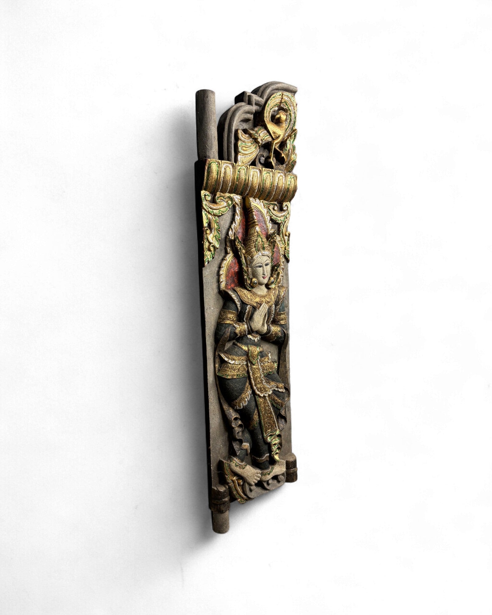 Pair of Indonesian Carved Teak Temple Panels with Guardian Figures - Surround Living - 17