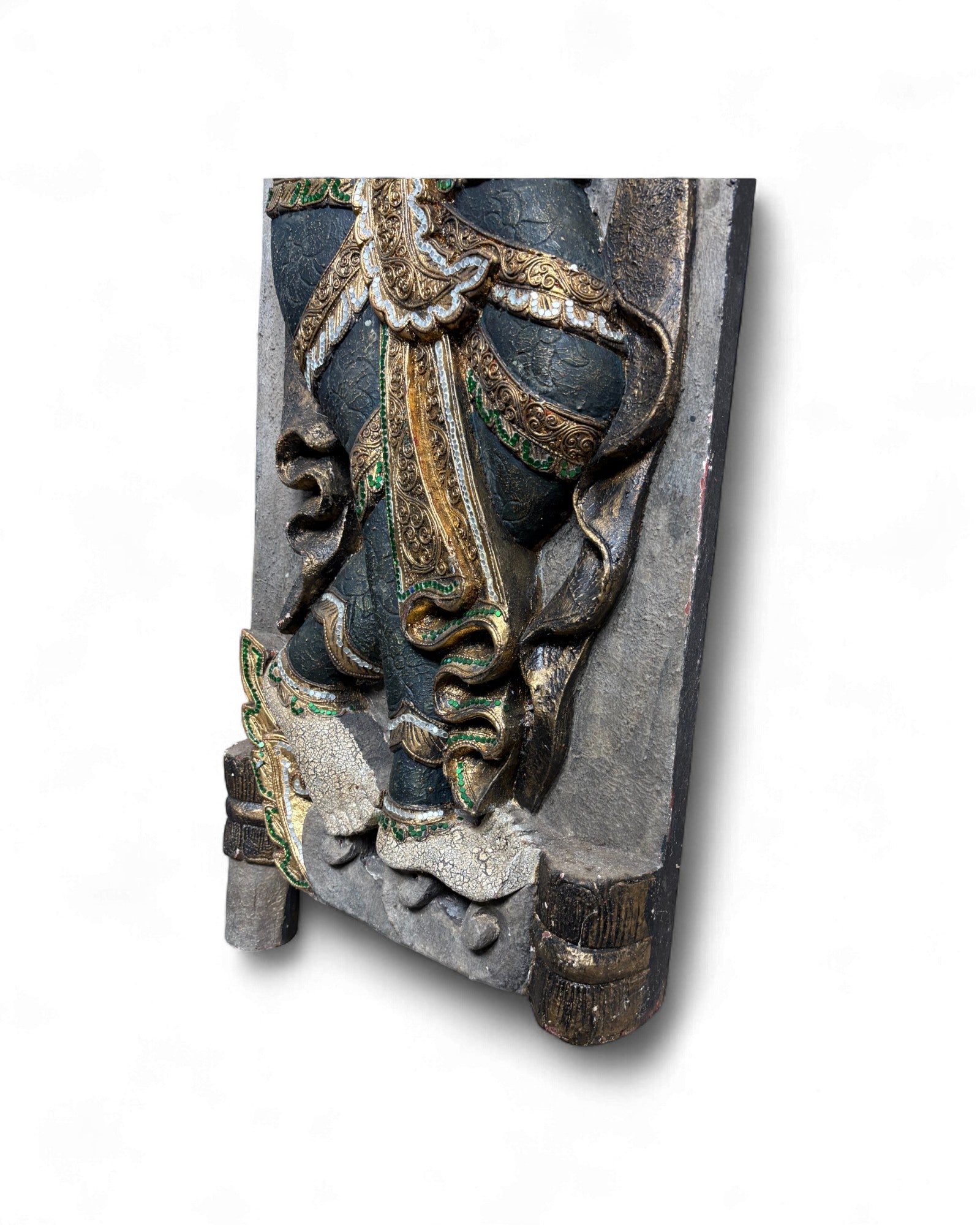 Pair of Indonesian Carved Teak Temple Panels with Guardian Figures - Surround Living - 19