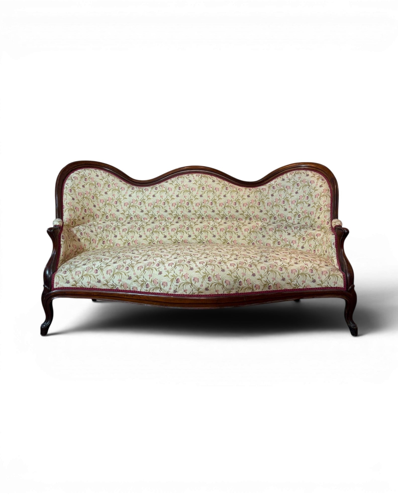Louis Philippe Style Walnut Floral Cushion Couch (1 of 2)