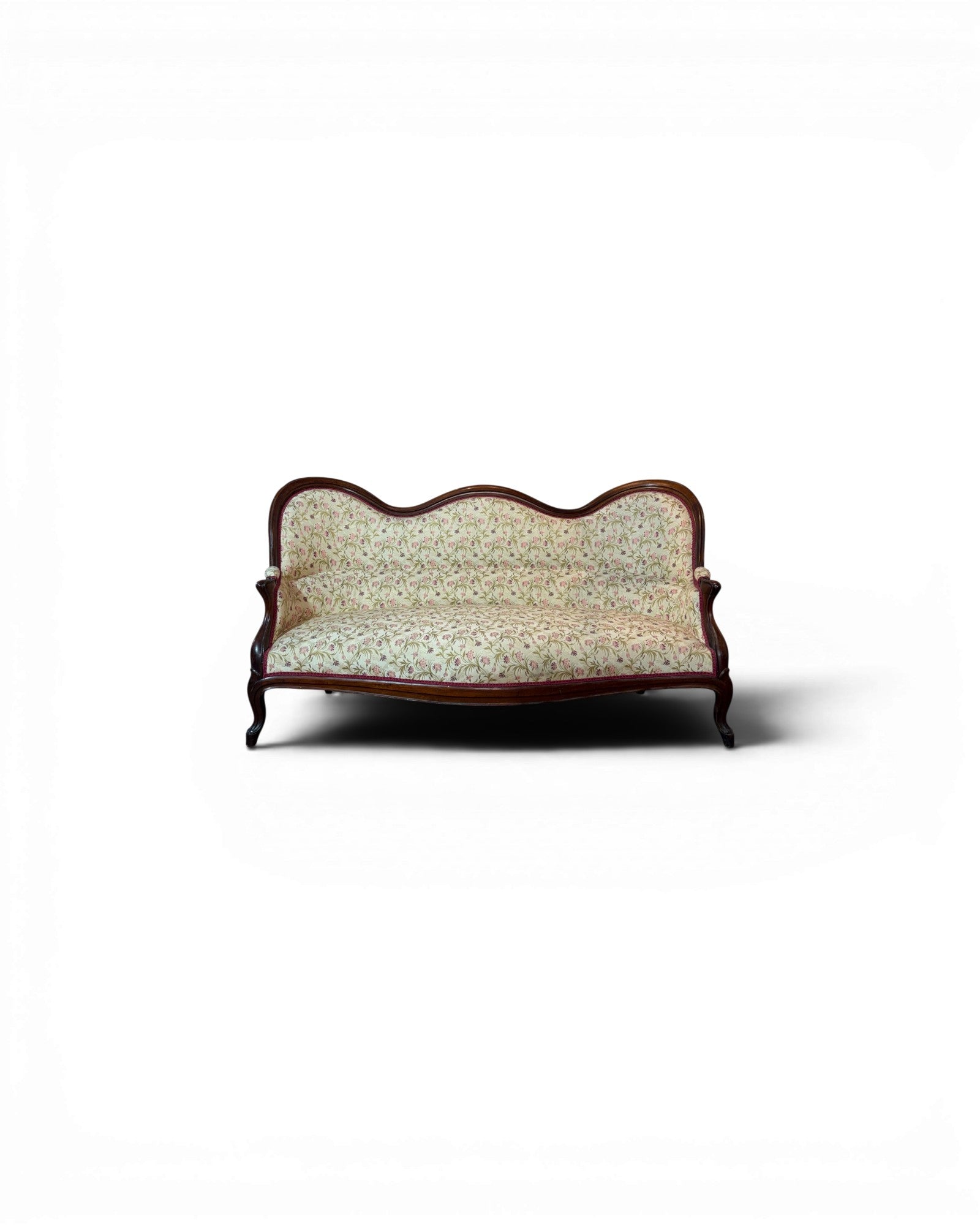 Louis Philippe Style Walnut Floral Cushion Couch (1 of 2)