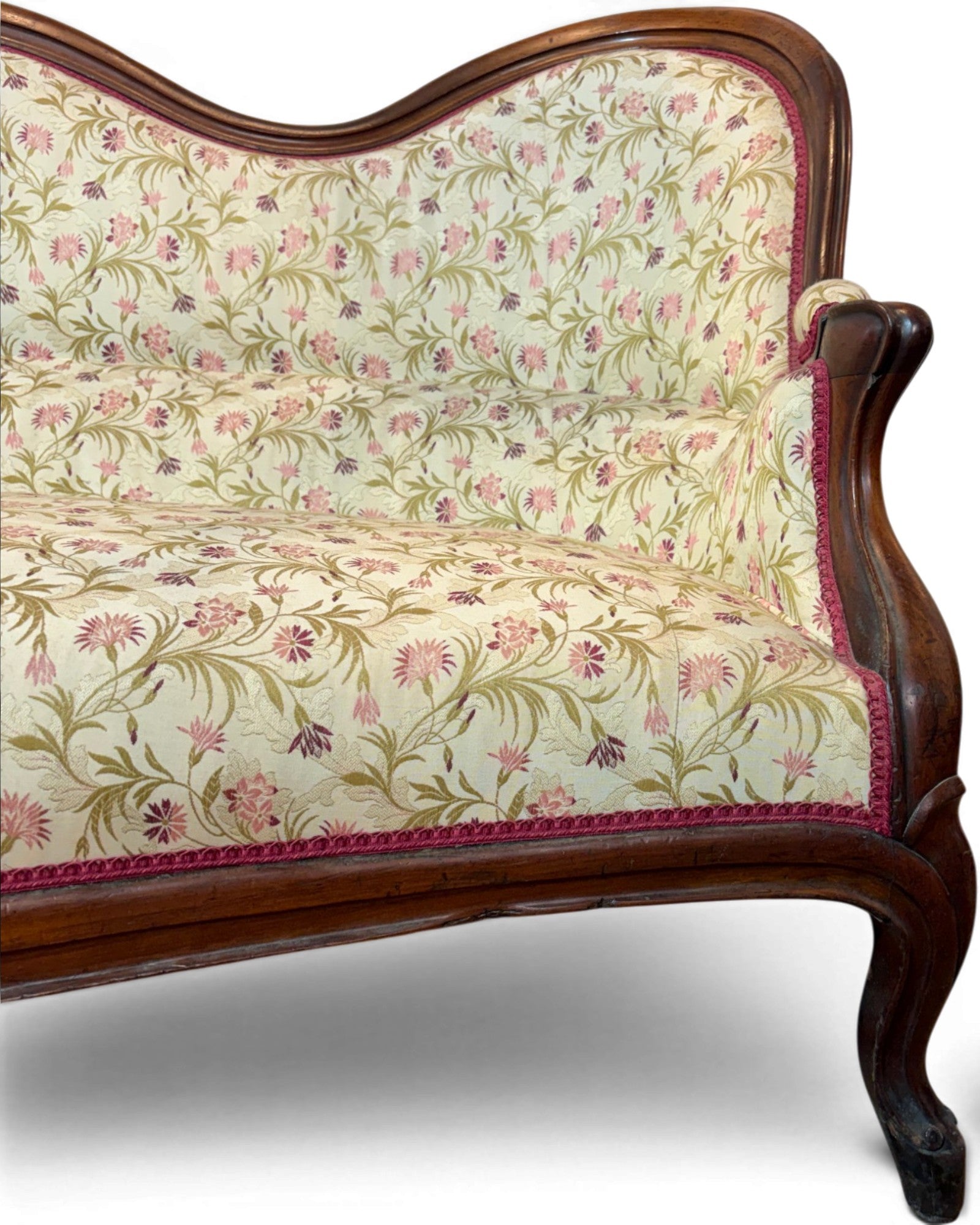 Louis Philippe Style Walnut Floral Cushion Couch (1 of 2) - Surround Living - 17