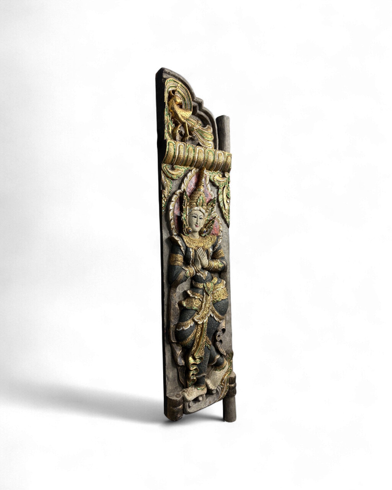 Pair of Indonesian Carved Teak Temple Panels with Guardian Figures - Surround Living - 22
