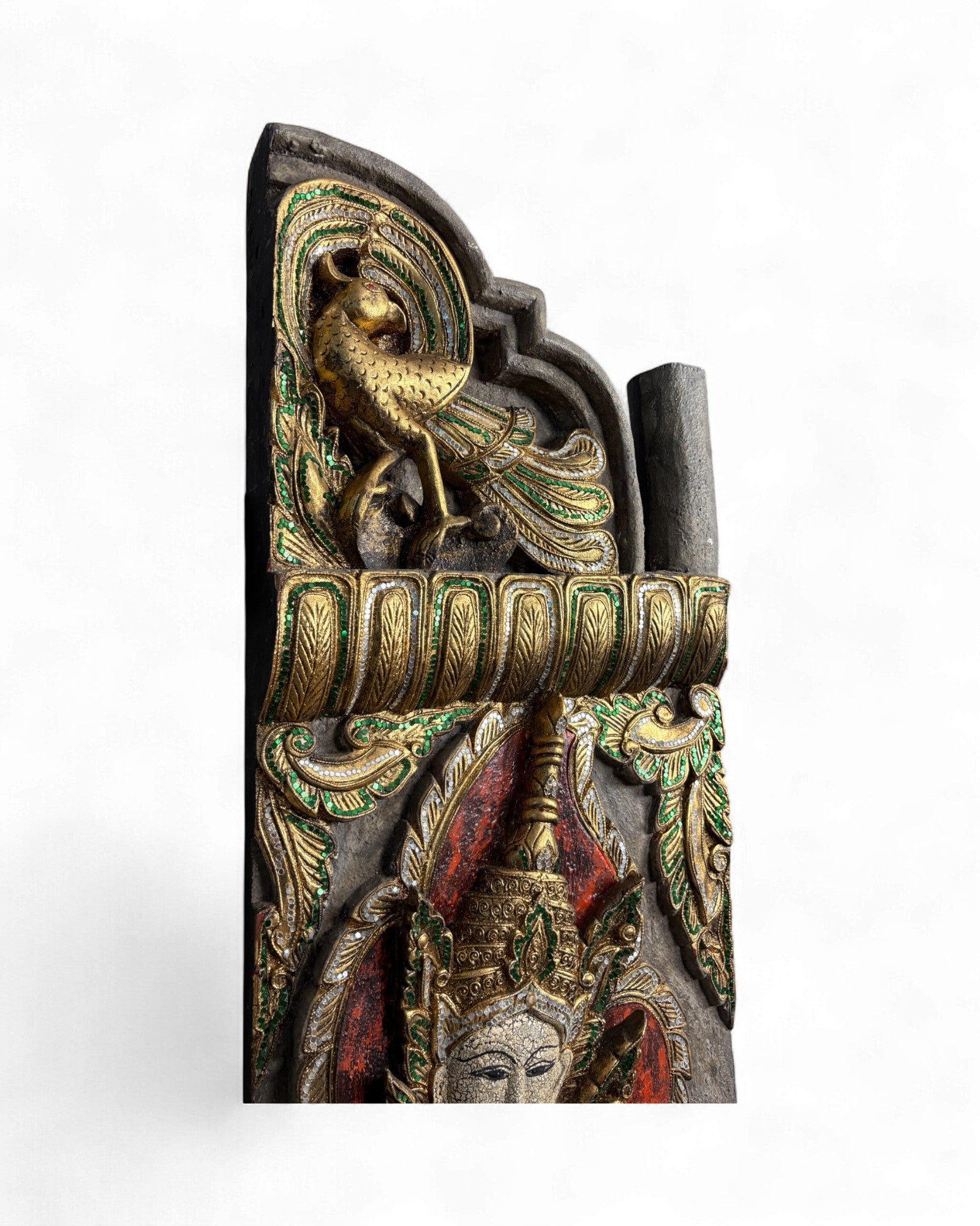 Pair of Indonesian Carved Teak Temple Panels with Guardian Figures - Surround Living - 8