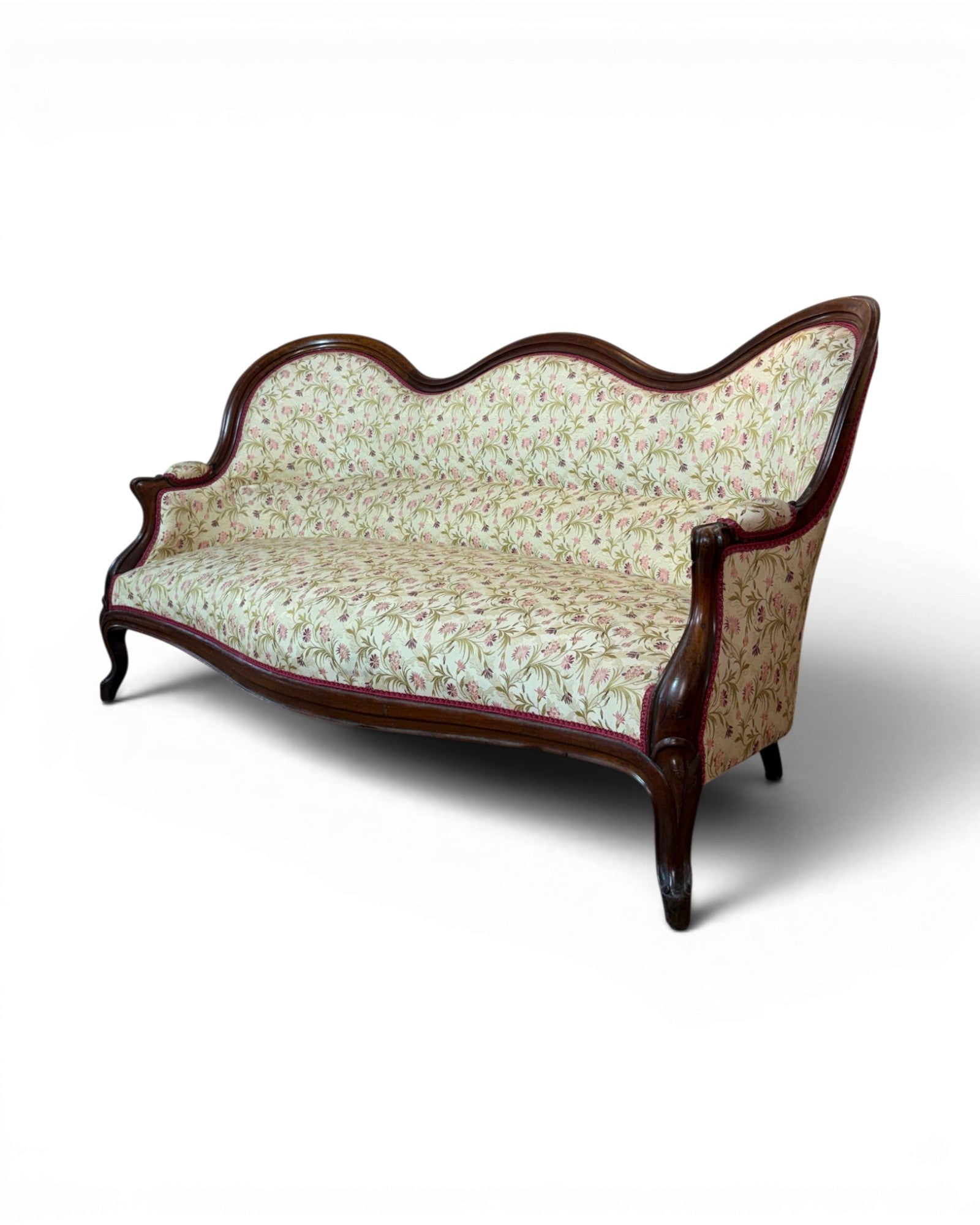 Louis Philippe Style Walnut Floral Cushion Couch (1 of 2) - Surround Living - 4