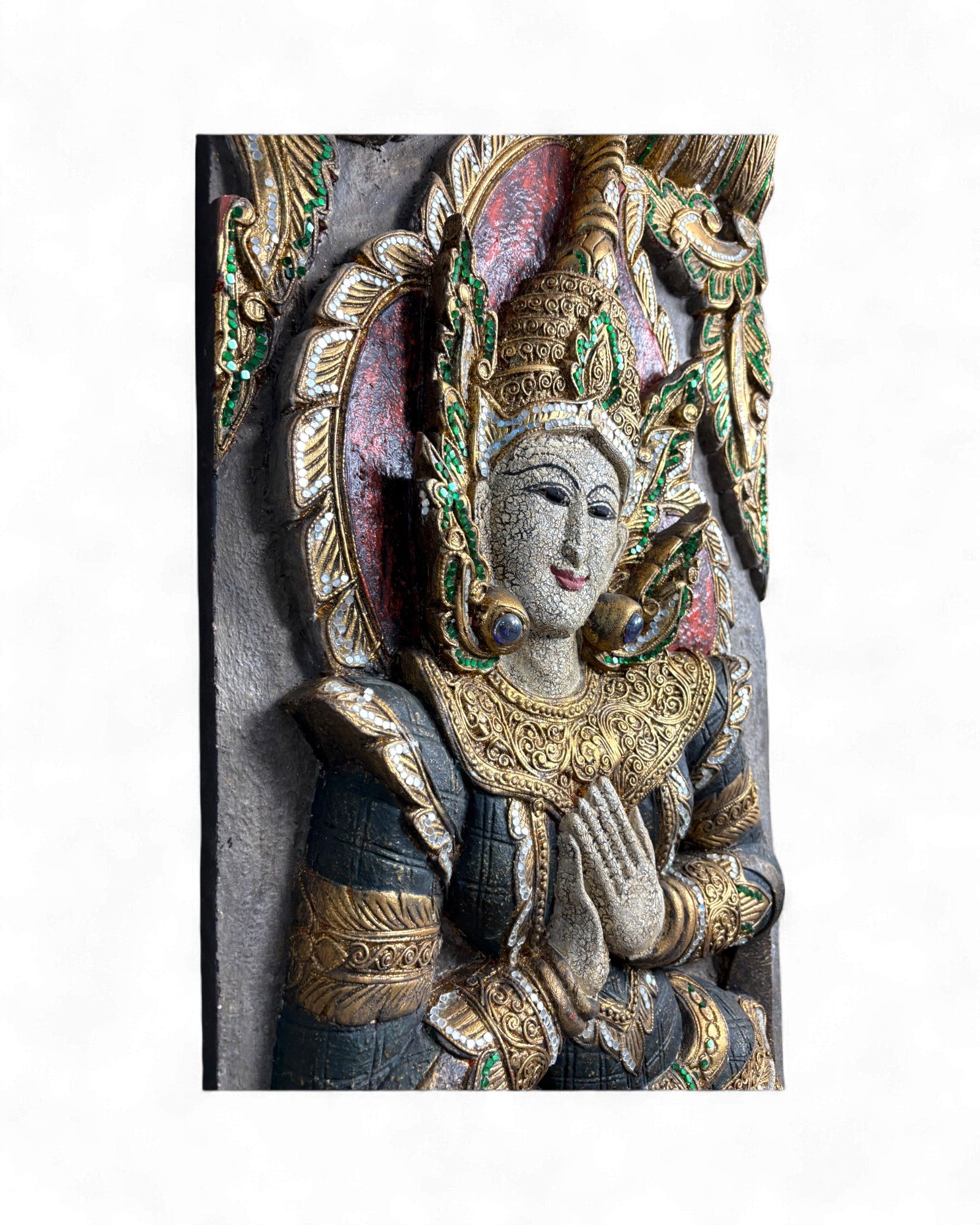 Pair of Indonesian Carved Teak Temple Panels with Guardian Figures - Surround Living - 9