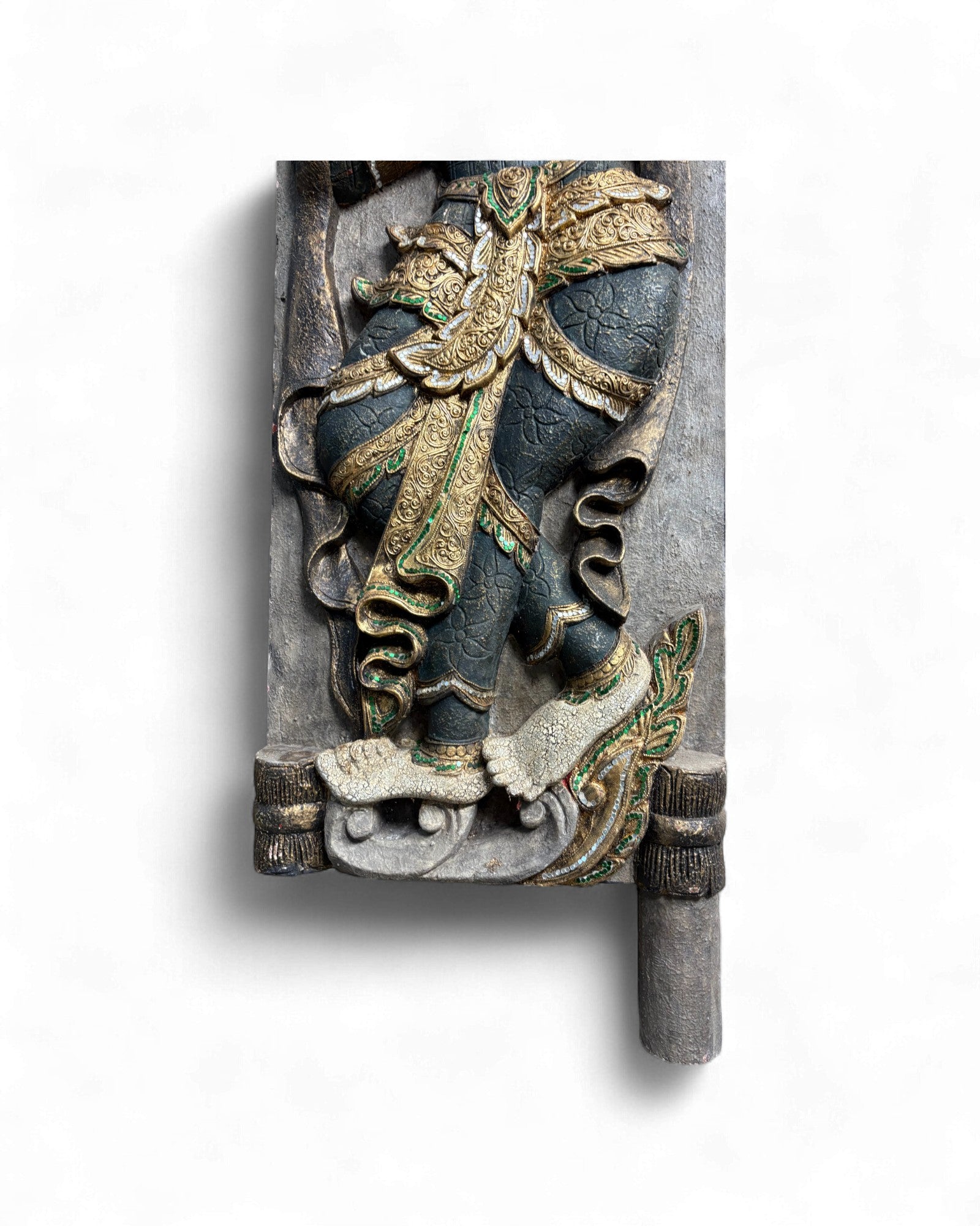 Pair of Indonesian Carved Teak Temple Panels with Guardian Figures - Surround Living - 11