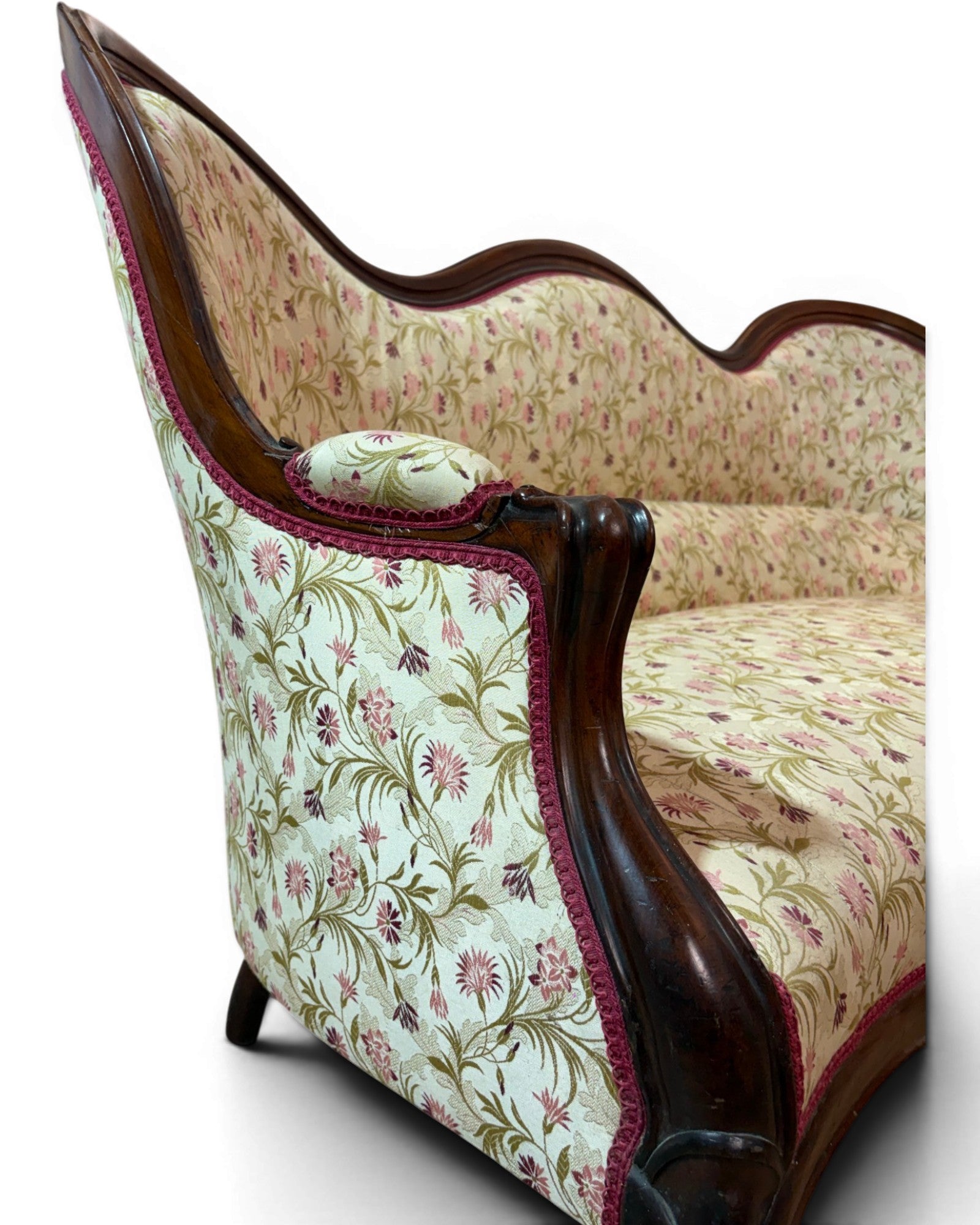 Louis Philippe Style Walnut Floral Cushion Couch (1 of 2) - Surround Living - 10