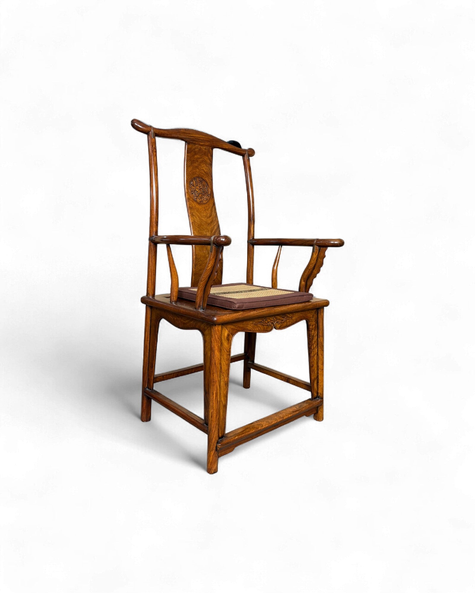 Chinese Official’s Hat Chair in Guan Mao Yi Wood with Carved Roundel - Surround Living - 7