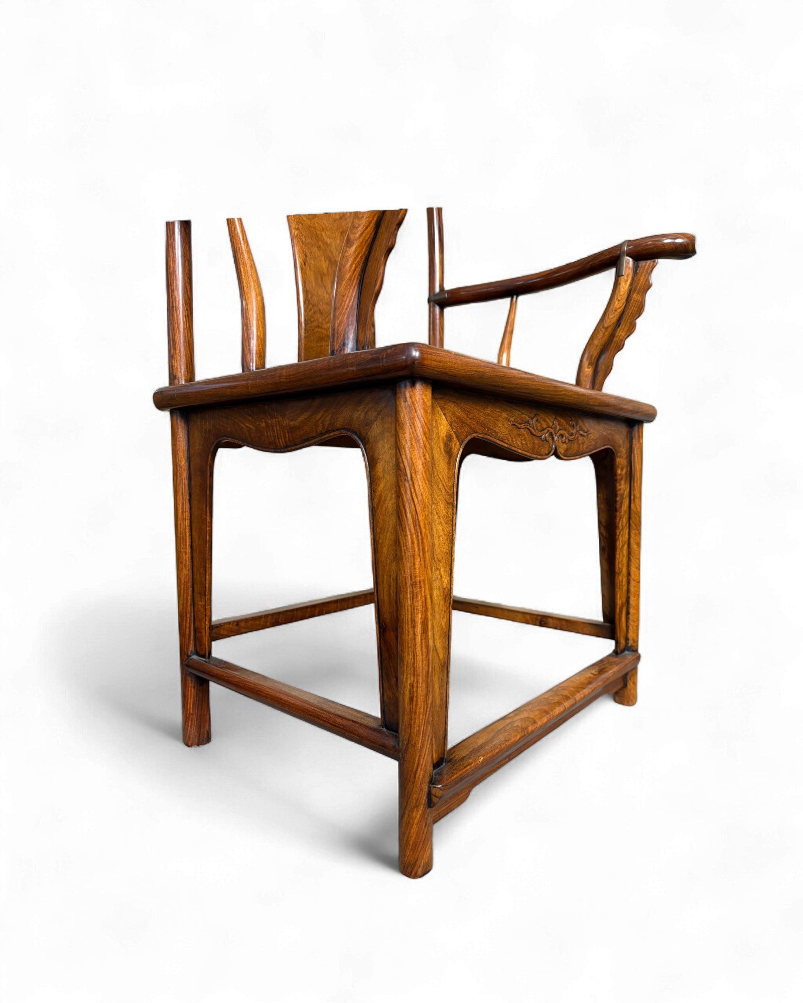 Chinese Official’s Hat Chair in Guan Mao Yi Wood with Carved Roundel - Surround Living - 9