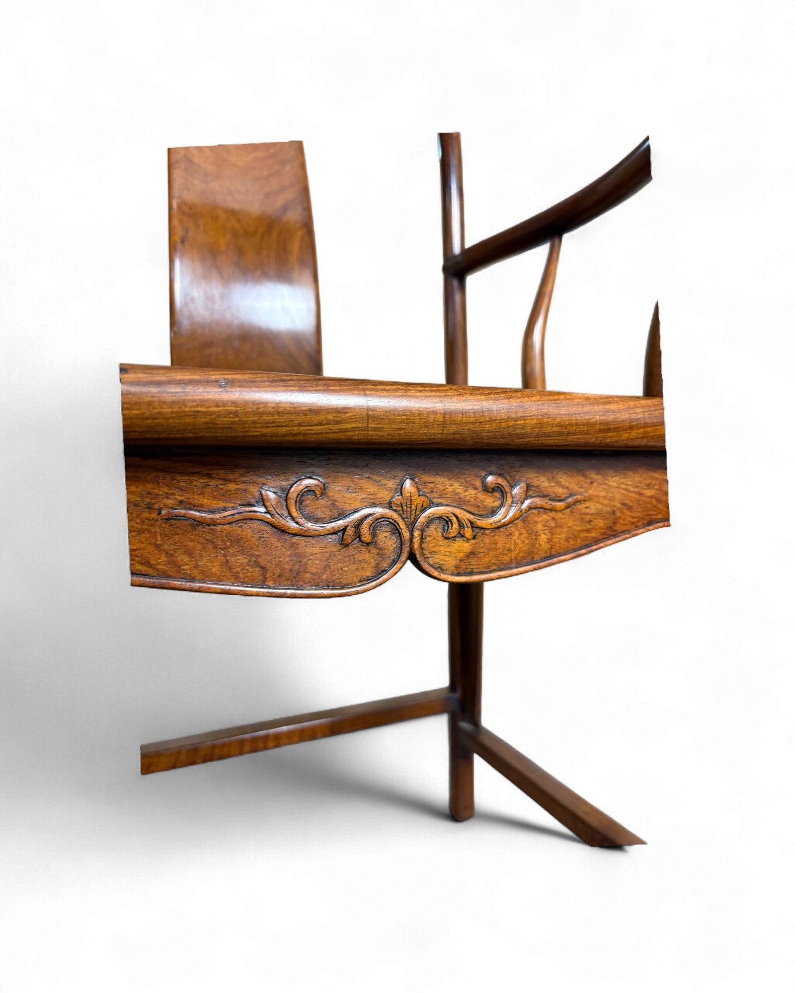 Chinese Official’s Hat Chair in Guan Mao Yi Wood with Carved Roundel - Surround Living - 13