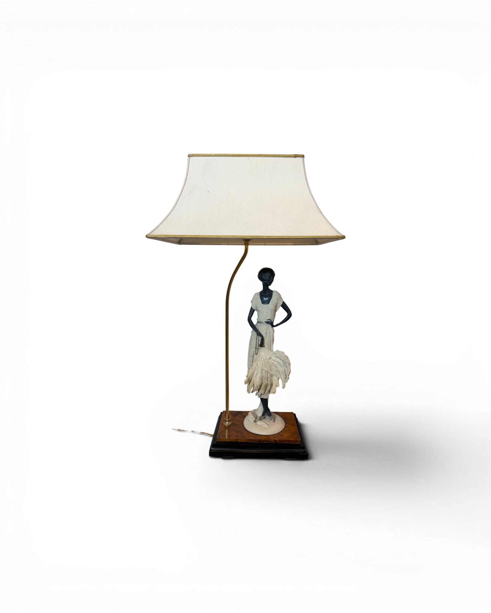 Giuseppe Armani 1980s Lady in Resin Burlwood Table Lamp - Surround Living - 1