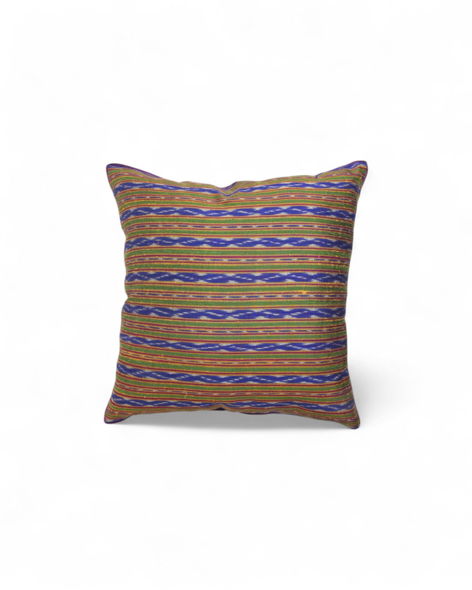 Square Silk Cushion Feat. Silk Piping - Indigo Blue & Grass Green