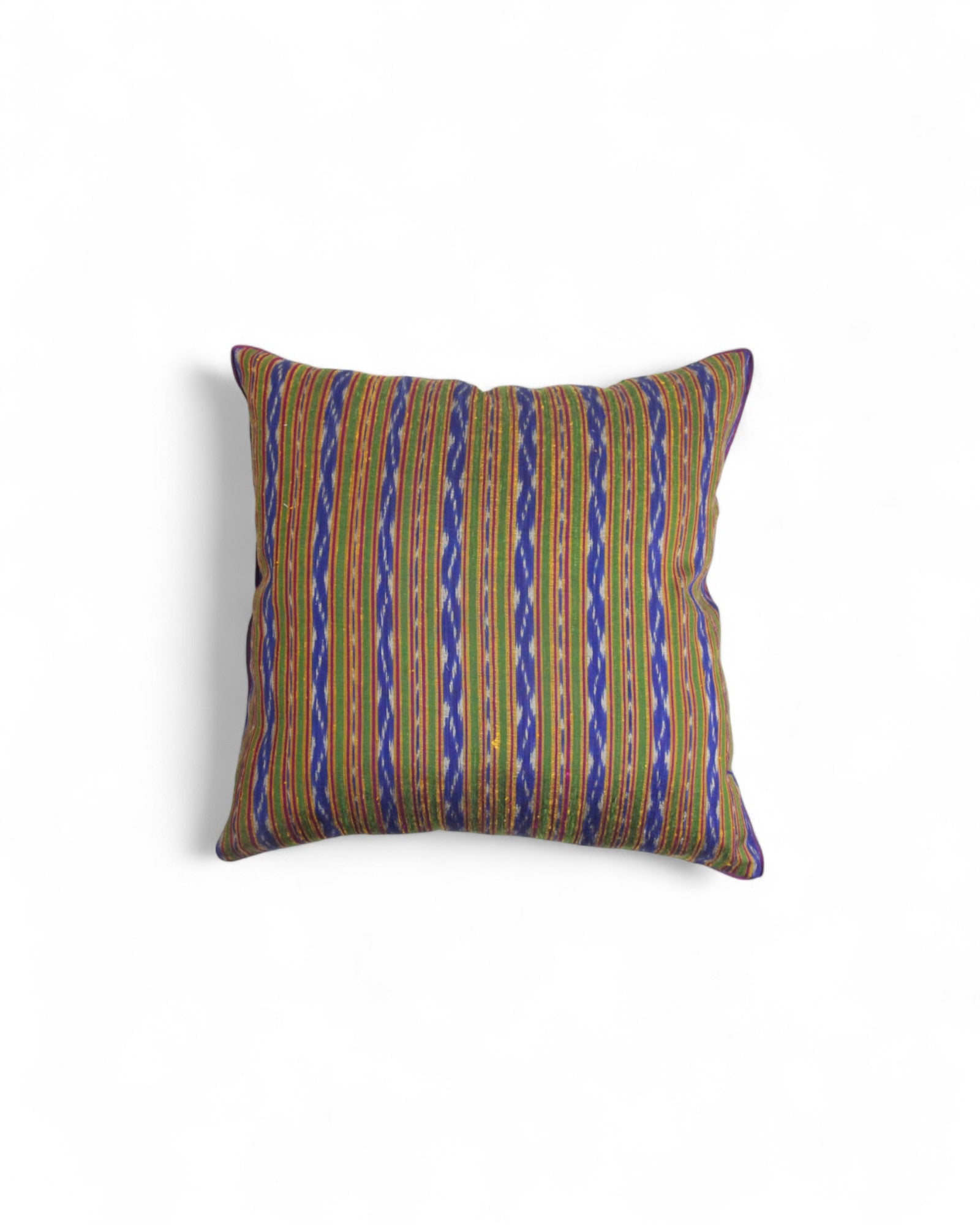 Square Silk Cushion Feat. Silk Piping - Indigo Blue & Grass Green