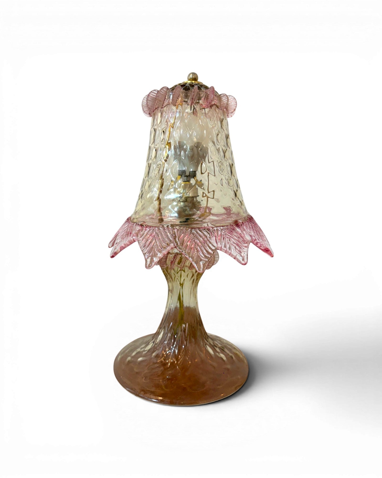 Pink Tinted 1980's Murano Glass Mini Table Lamp - Surround Living - 2