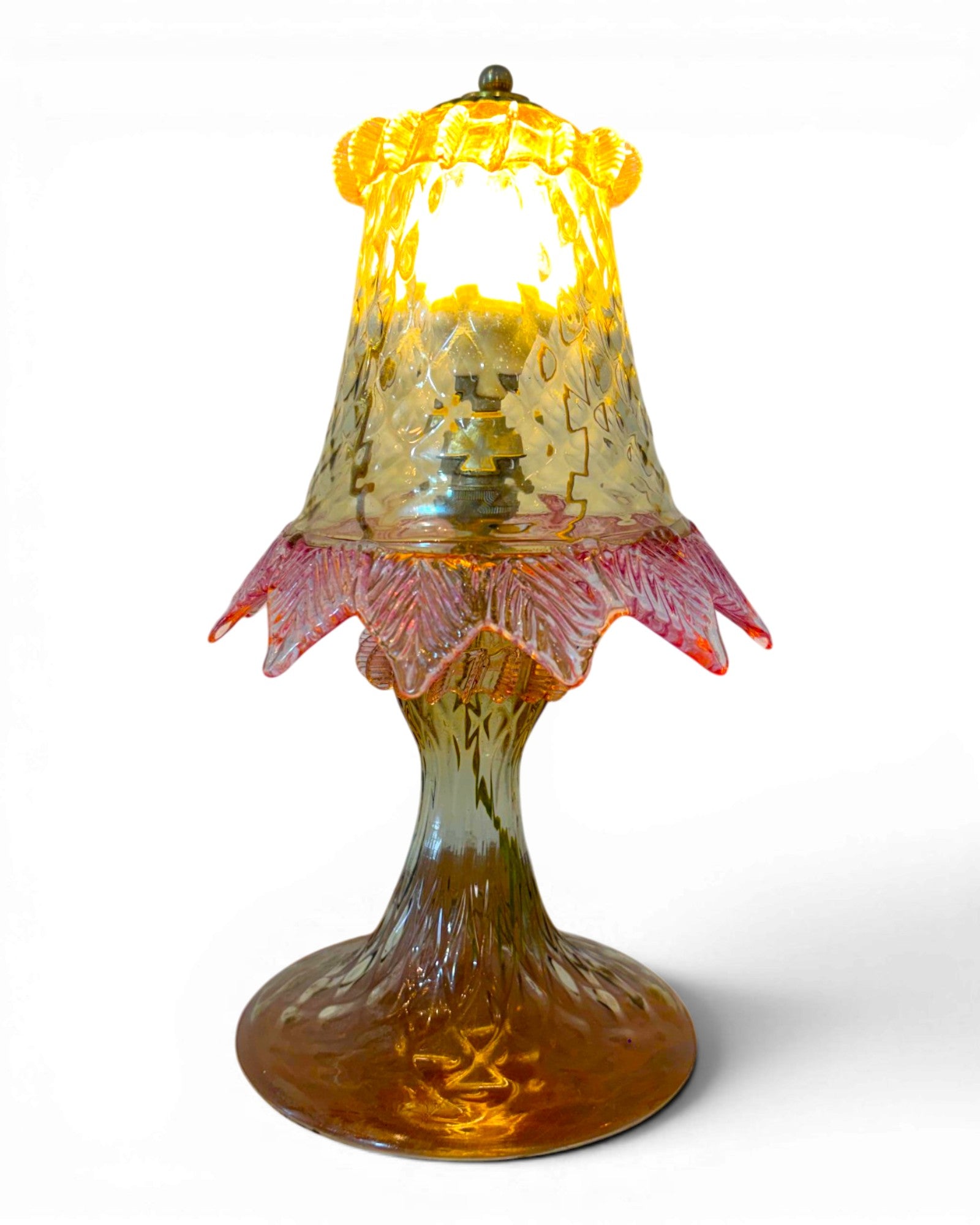 Pink Tinted 1980's Murano Glass Mini Table Lamp - Surround Living - 11
