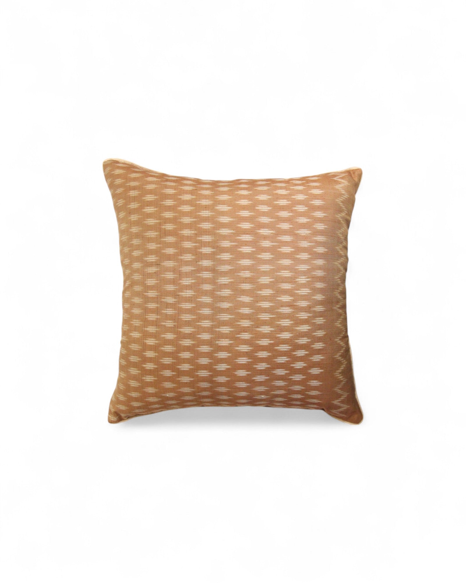 Handwoven Mudmee Silk Feat. Flat Piping Square Cushion - Beige Marble