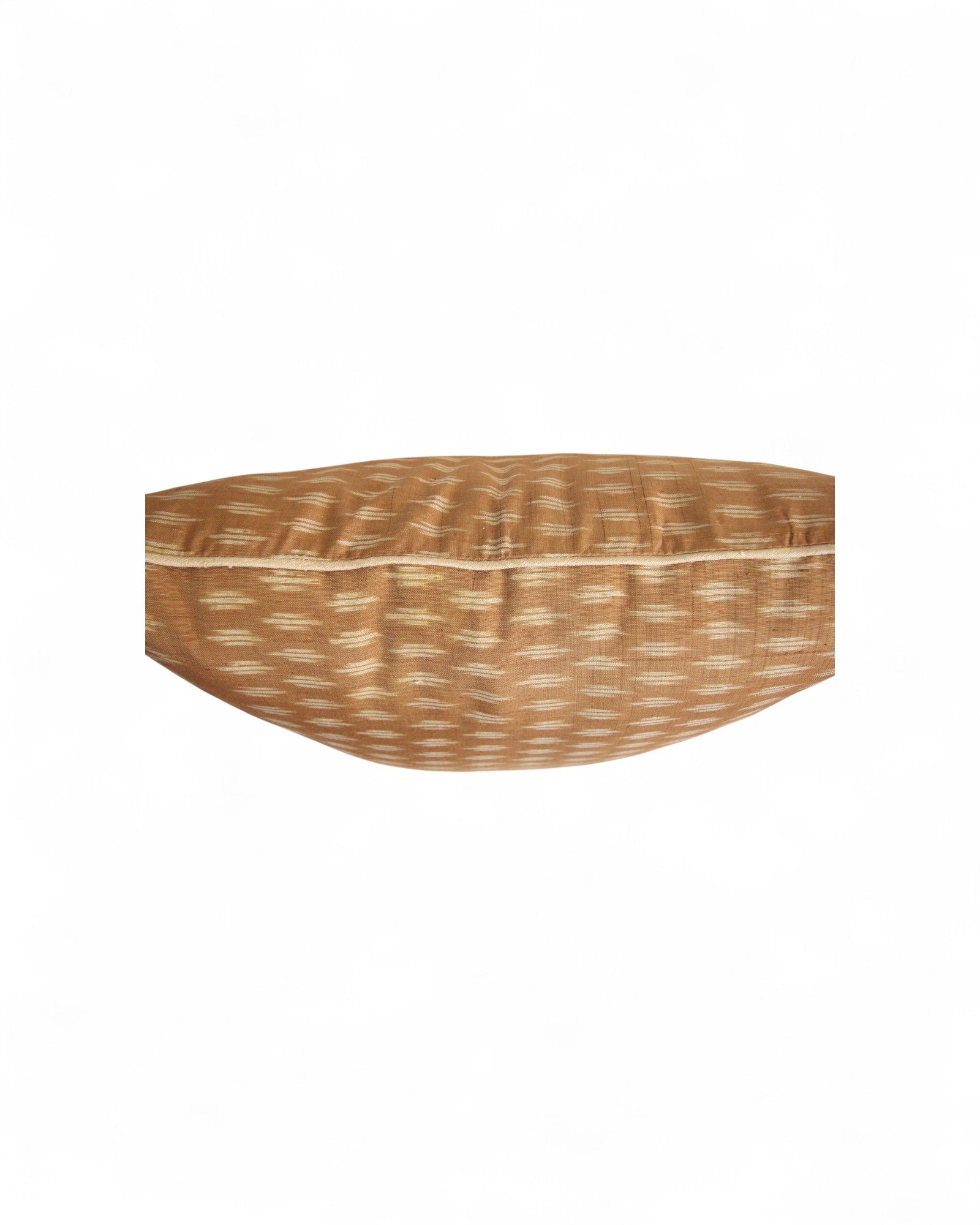 Handwoven Mudmee Silk Feat. Flat Piping Square Cushion - Beige Marble