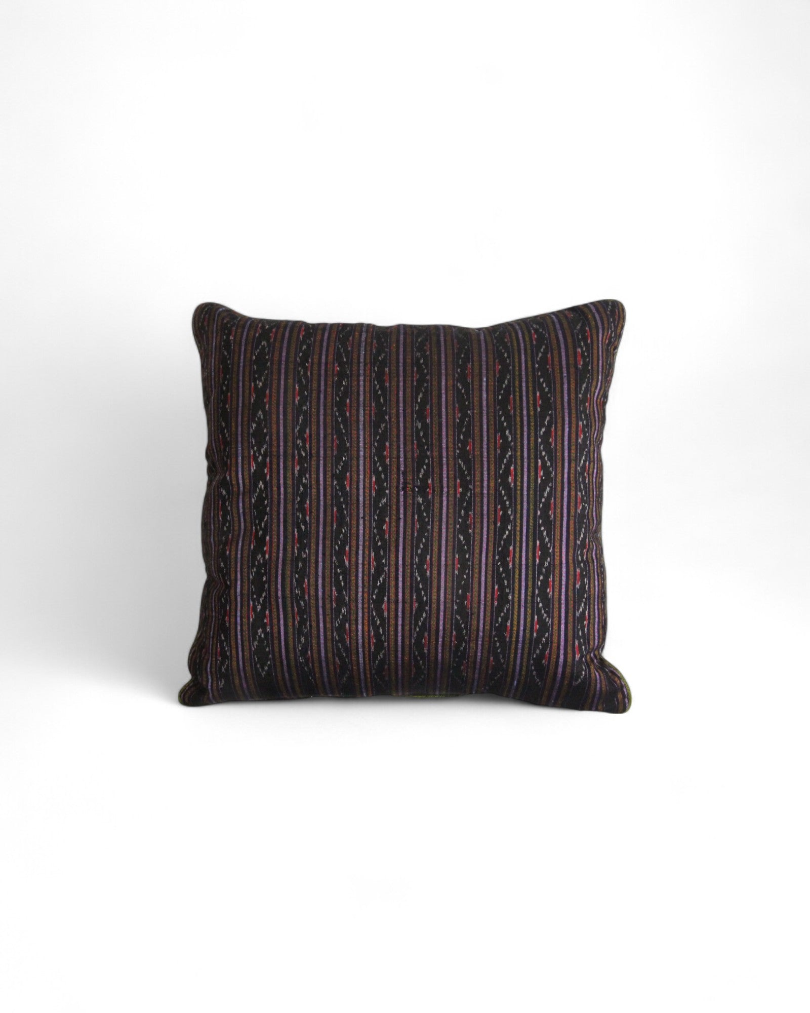 Handwoven Mudmee Silk Feat. Flat Piping Square Cushion - Dark Purple