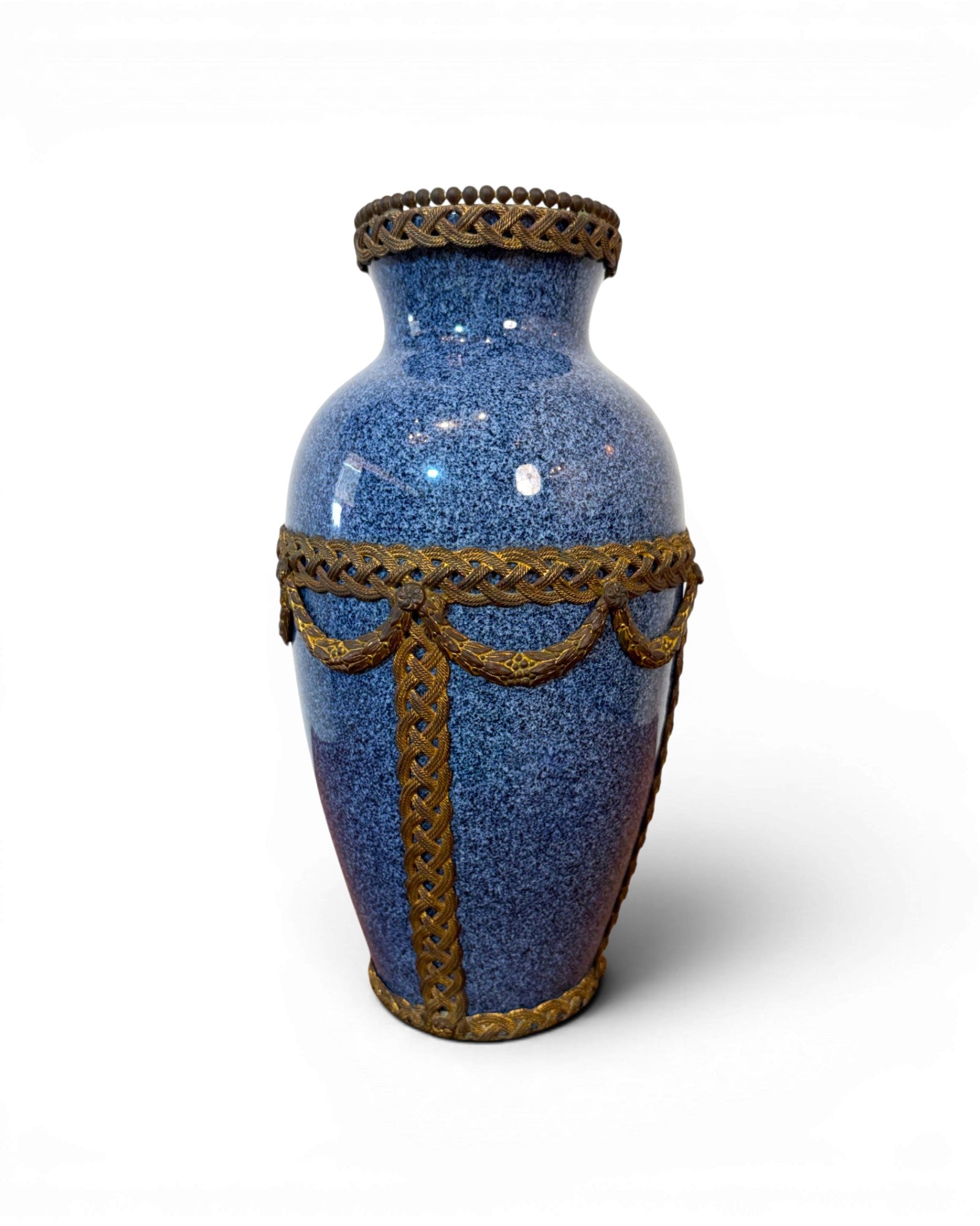 Pair of Blue Louis XV Style Ceramic Pots