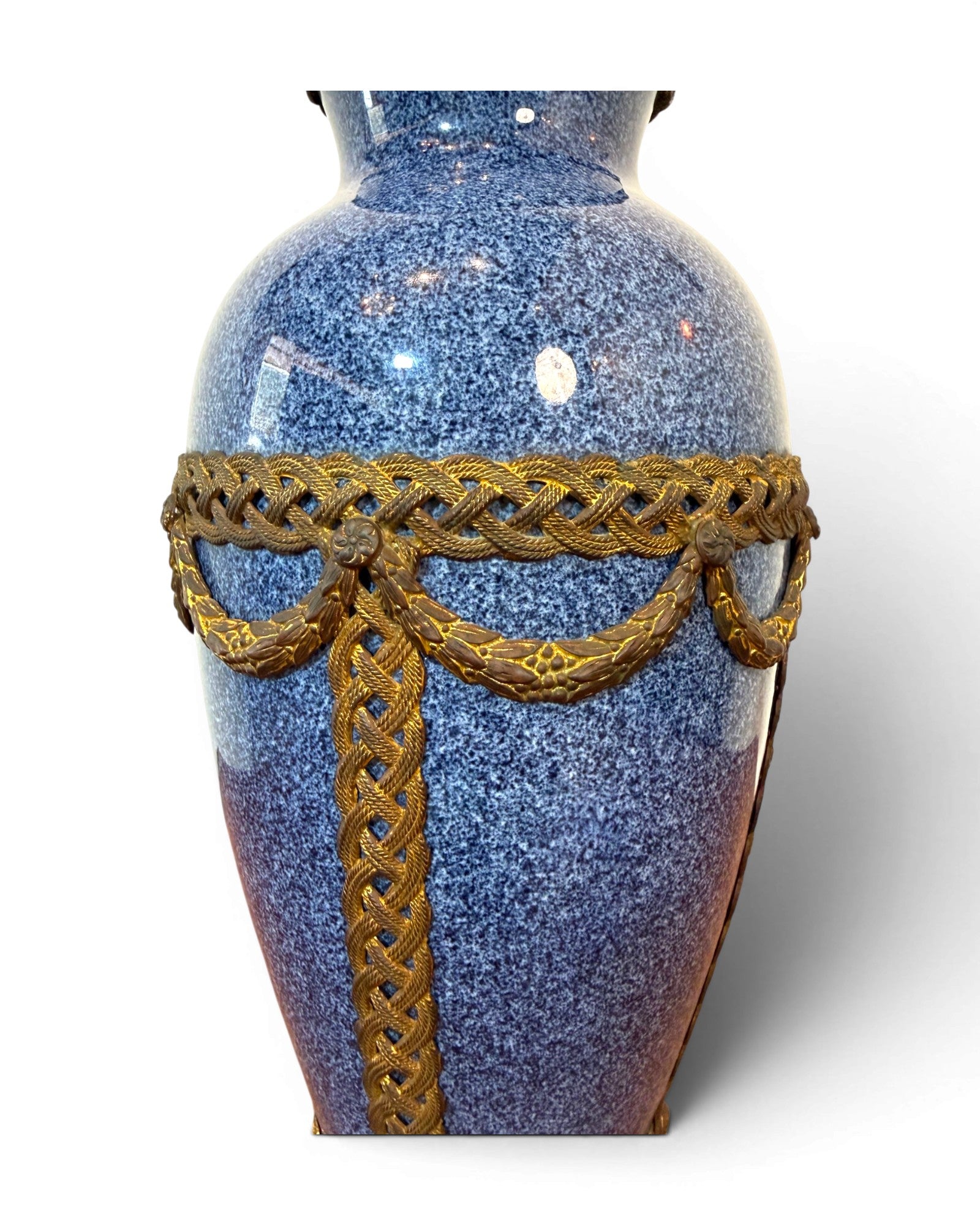Pair of Blue Louis XV Style Ceramic Pots