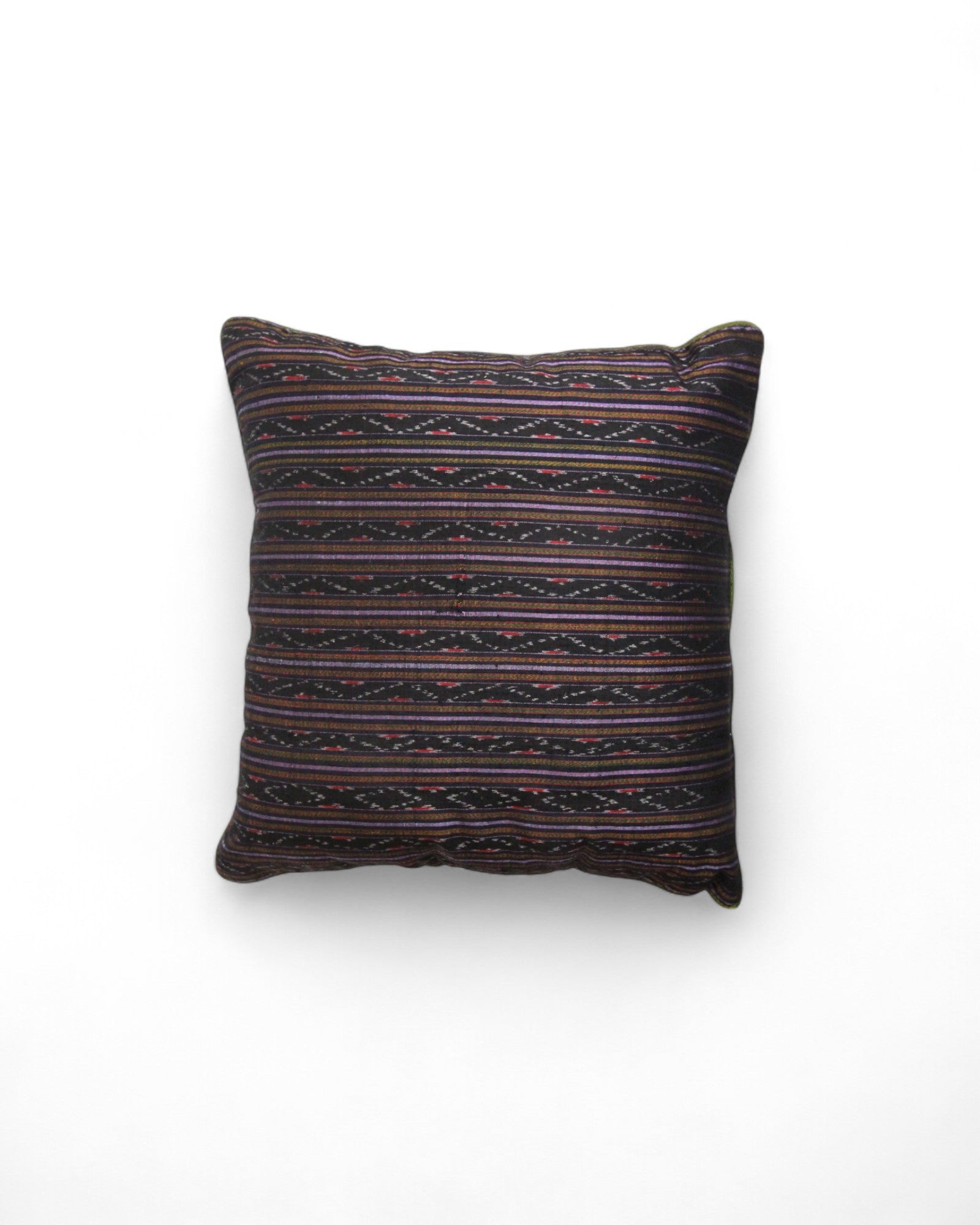 Handwoven Mudmee Silk Feat. Flat Piping Square Cushion - Dark Purple