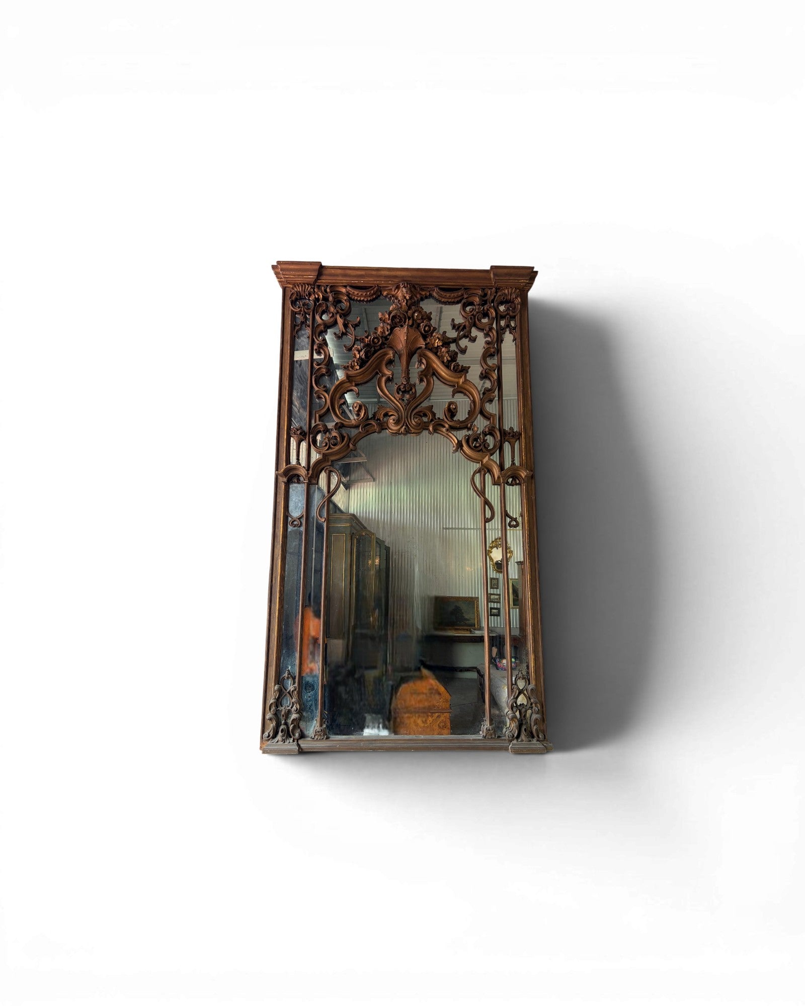 Louis XV Bronze Finish Large Trumeau Mirror