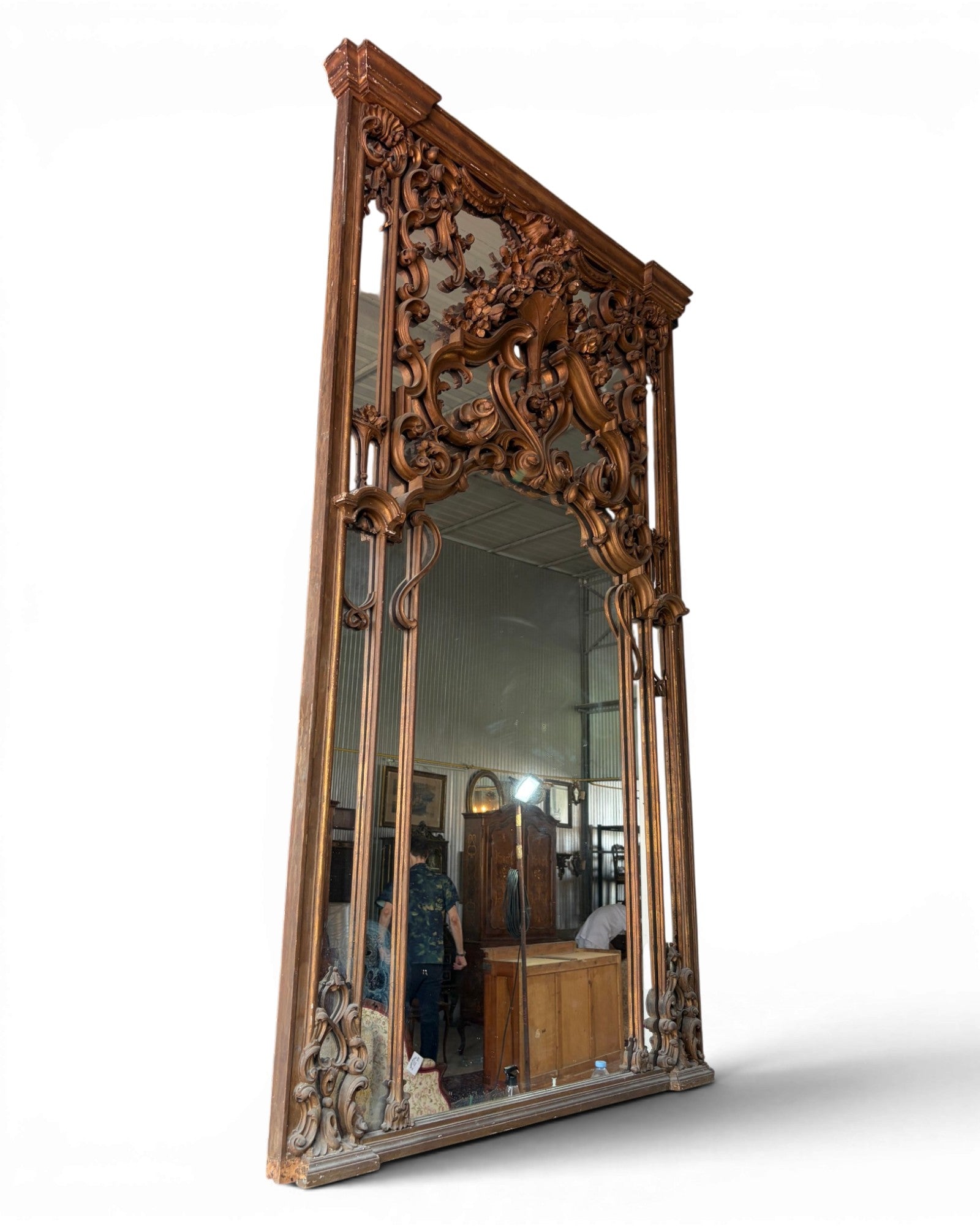 Louis XV Bronze Finish Large Trumeau Mirror