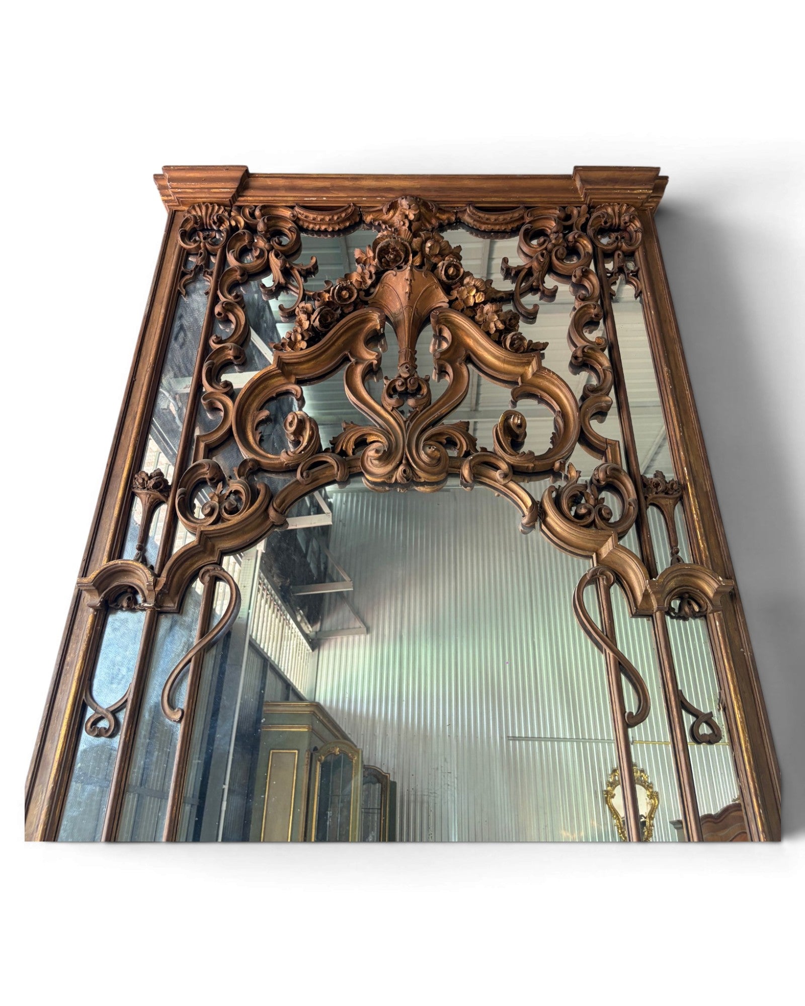 Louis XV Bronze Finish Large Trumeau Mirror