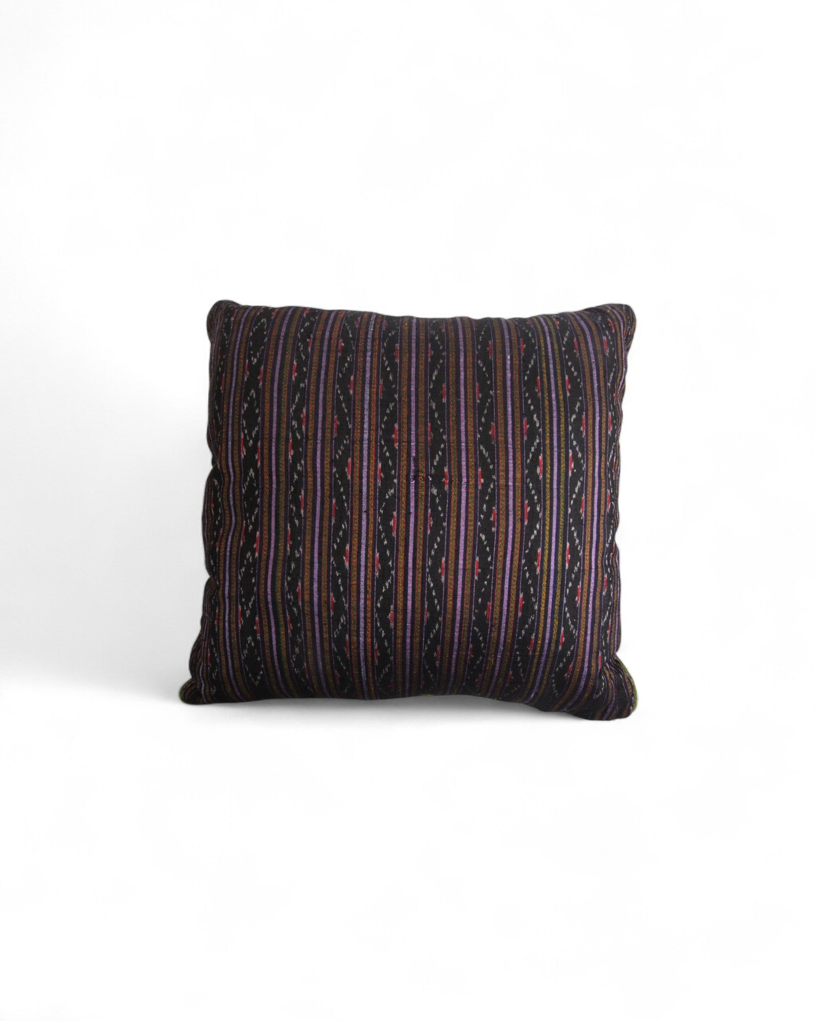 Handwoven Mudmee Silk Feat. Flat Piping Square Cushion - Dark Purple