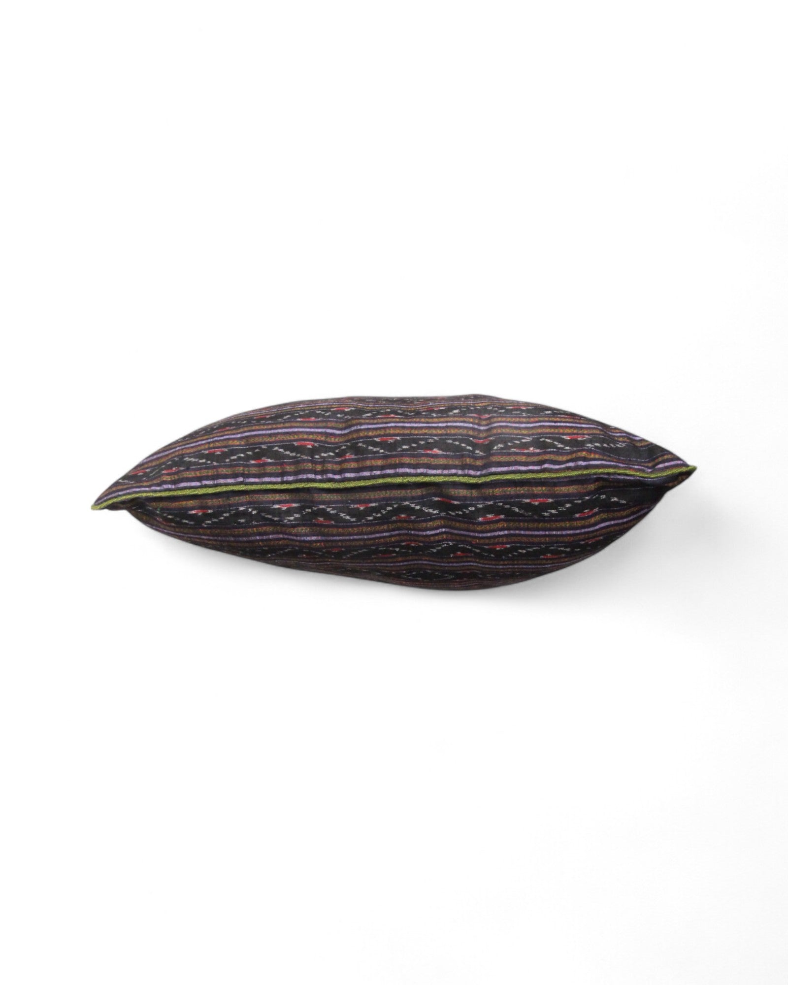 Handwoven Mudmee Silk Feat. Flat Piping Square Cushion - Dark Purple