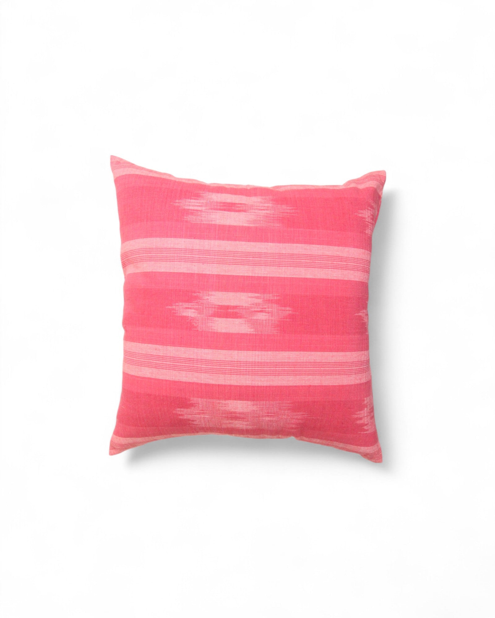 Warp Handwoven Mudmee Cotton Fabric Square Cushion - Pink
