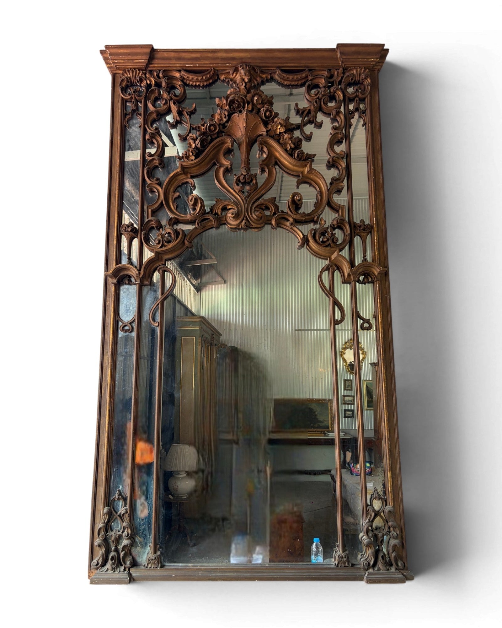 Louis XV Bronze Finish Large Trumeau Mirror