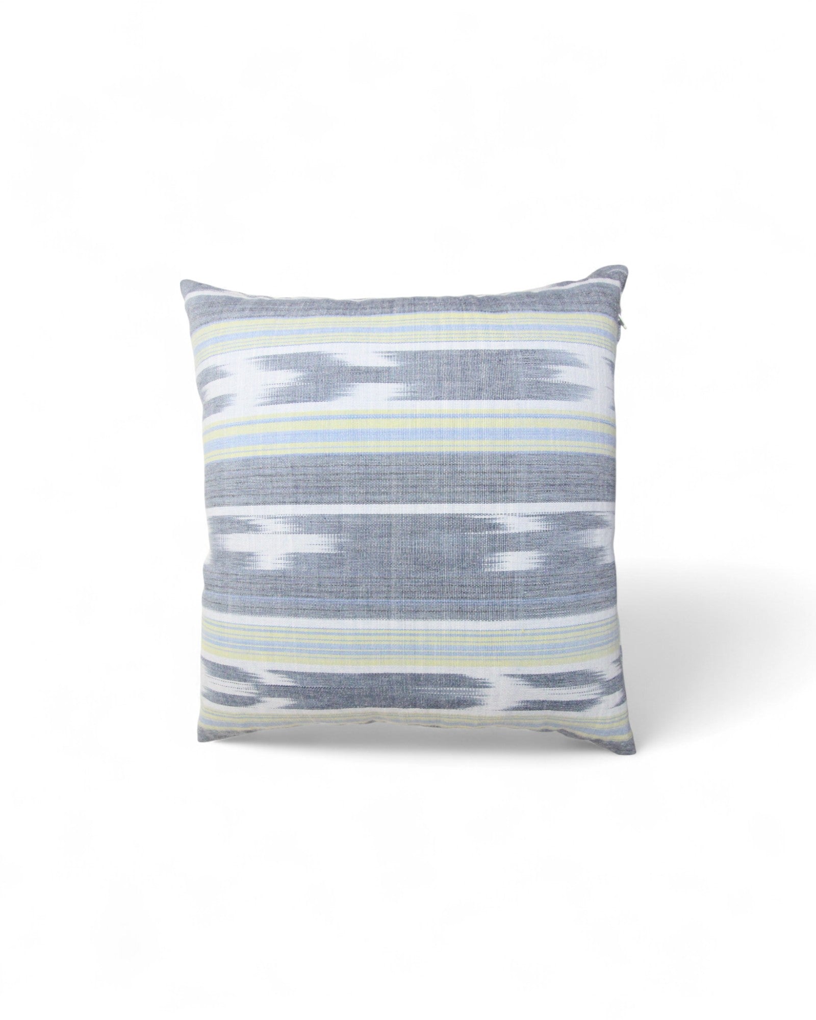 Warp Handwoven Mudmee Cotton Fabric Square Cushion - Pastel Blue & Green