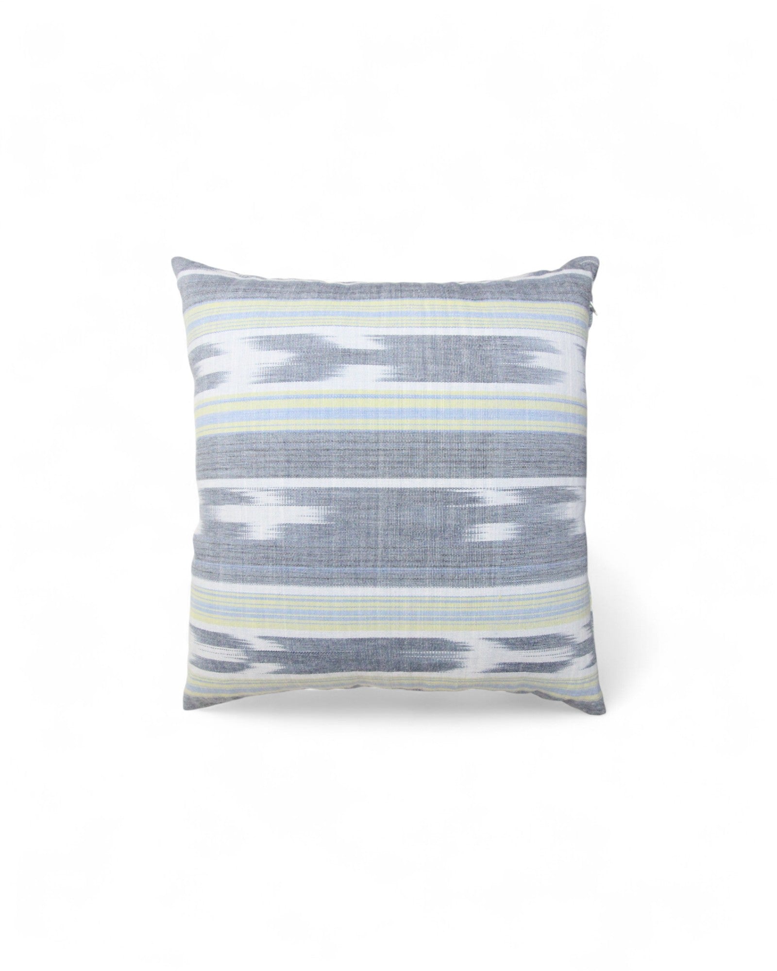 Warp Handwoven Mudmee Cotton Fabric Square Cushion - Pastel Blue & Green